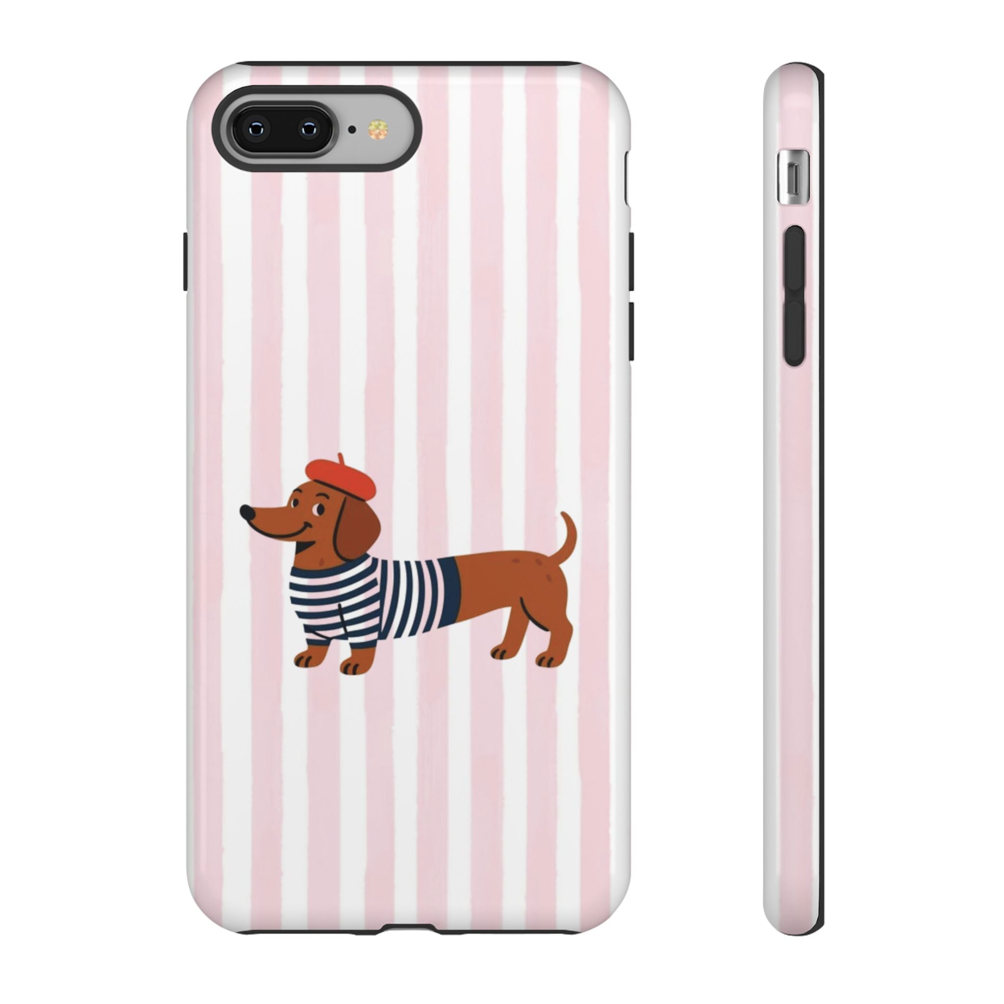 Dachshund in Breton Stripe Phone Case | French Dog Lover Gift