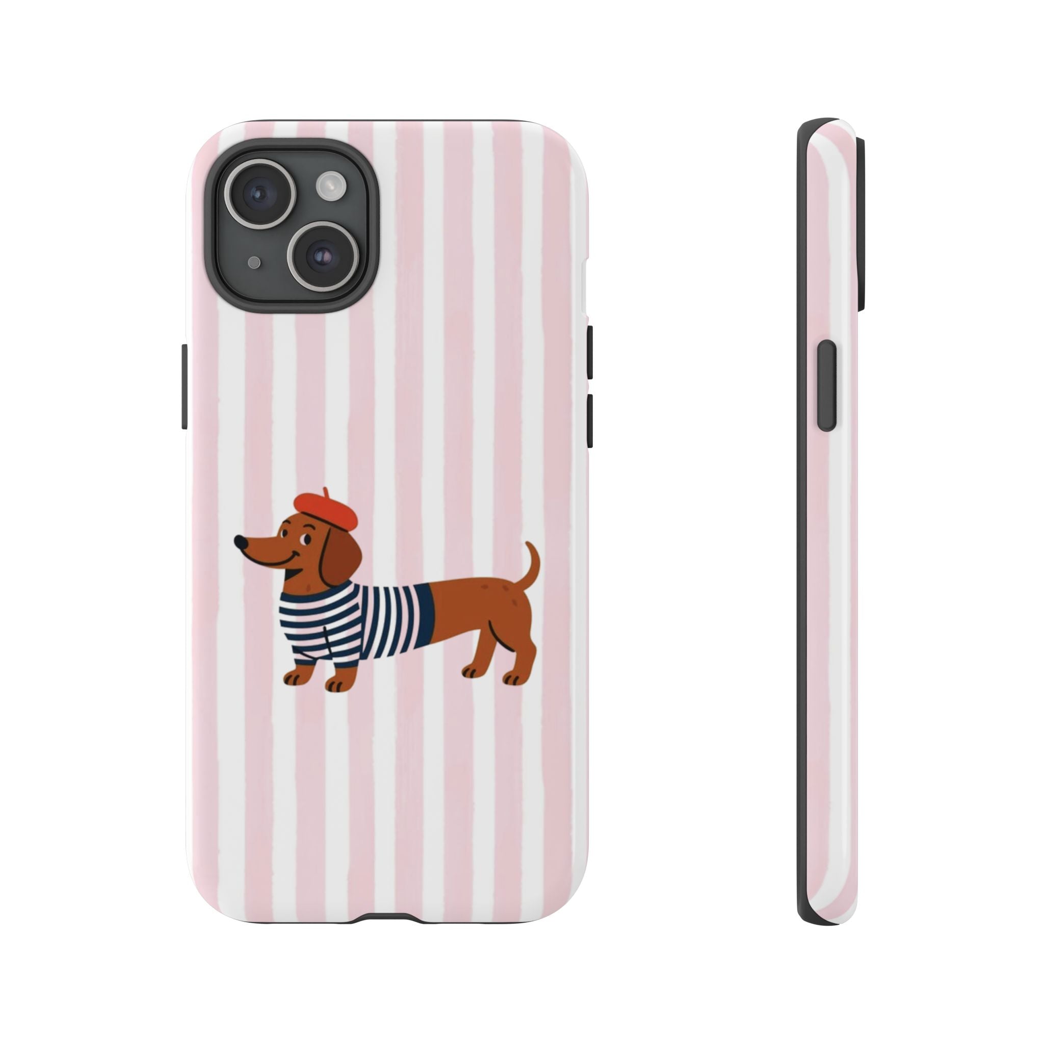 Dachshund in Breton Stripe Phone Case | French Dog Lover Gift