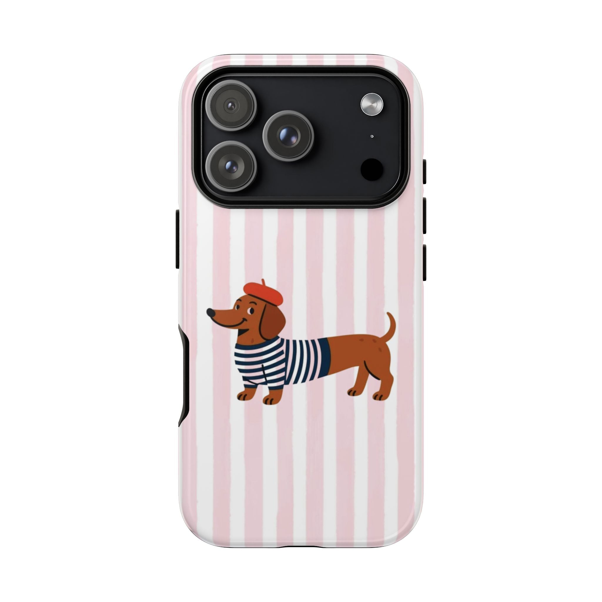Dachshund in Breton Stripe Phone Case | French Dog Lover Gift