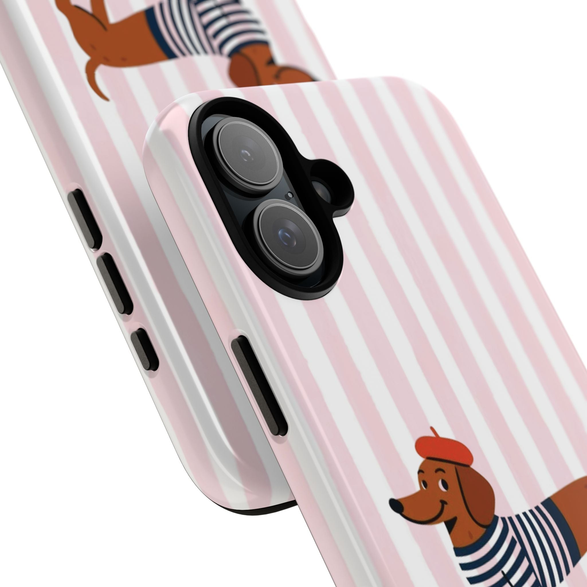 Dachshund in Breton Stripe Phone Case | French Dog Lover Gift