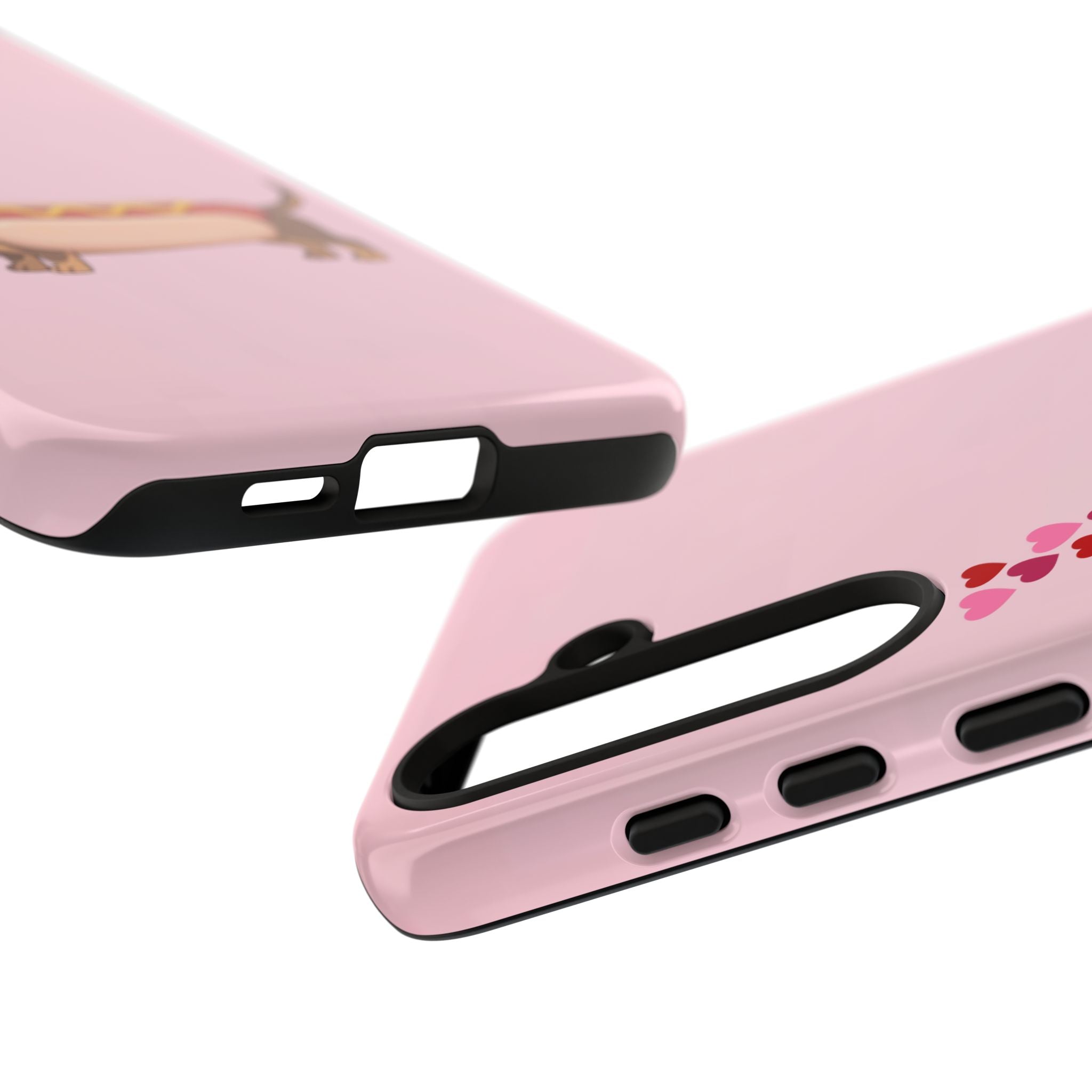 Dachshund Hot Dog Phone Case – Cute Pink Love Hearts Protective Tough Case