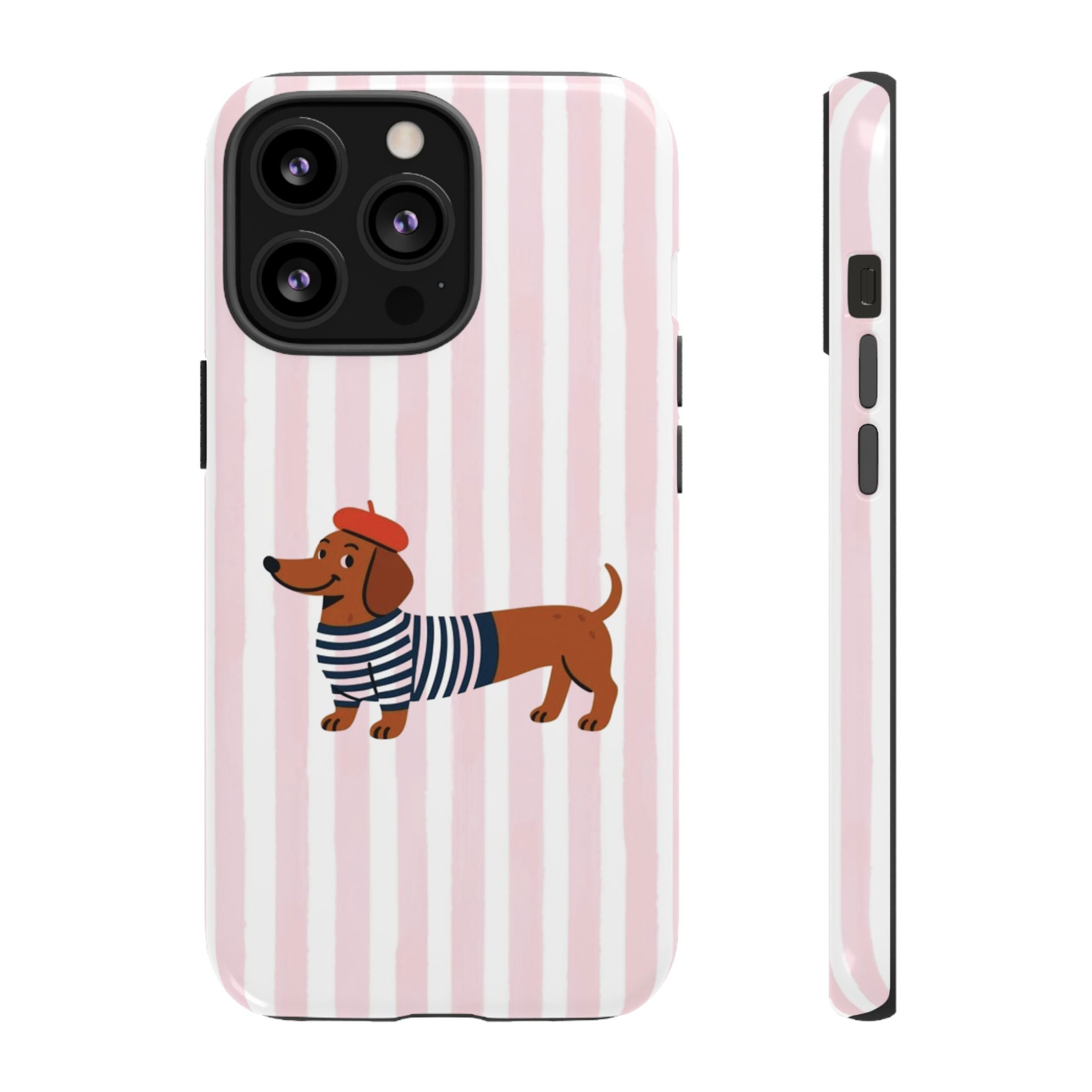 Dachshund in Breton Stripe Phone Case | French Dog Lover Gift