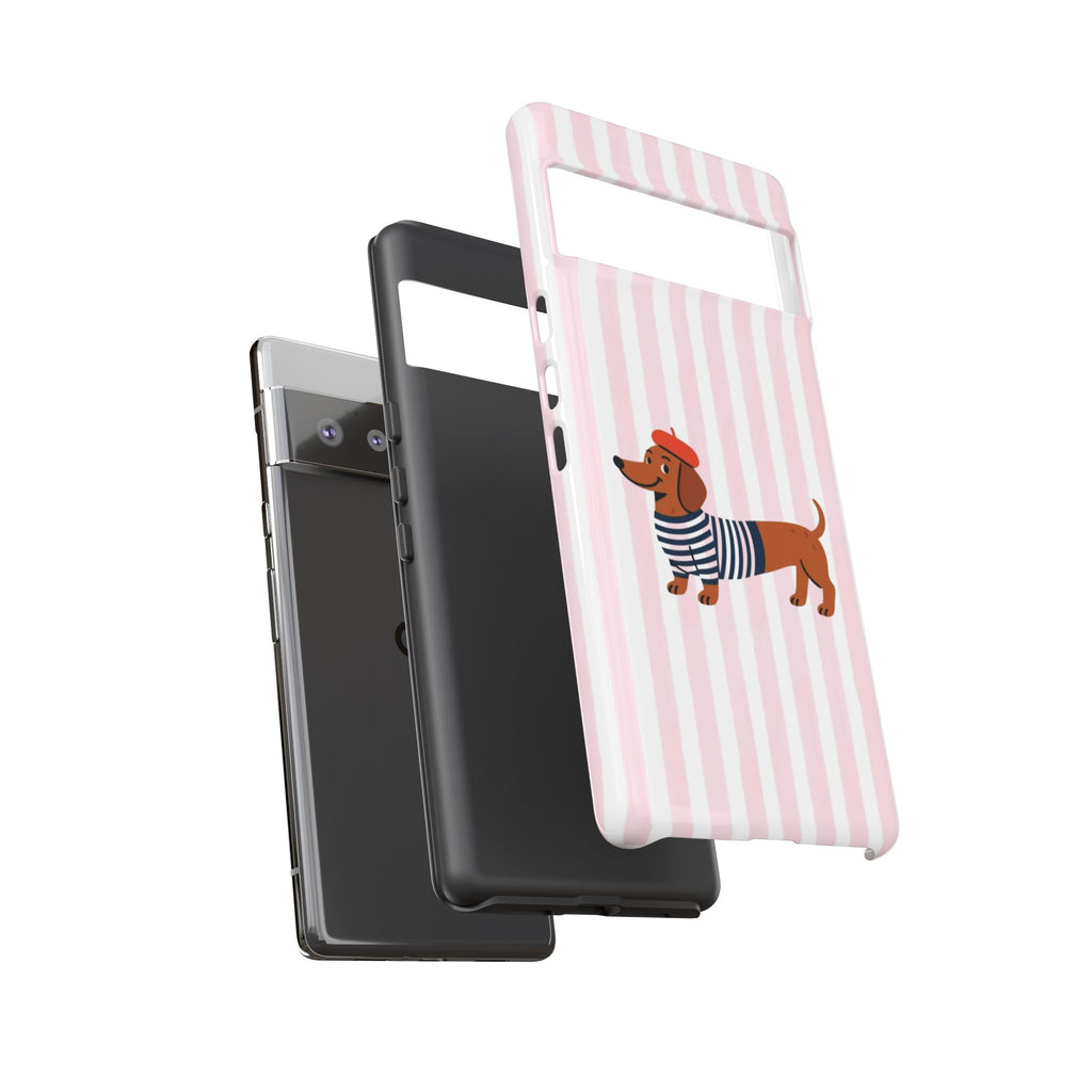 Dachshund in Breton Stripe Phone Case | French Dog Lover Gift