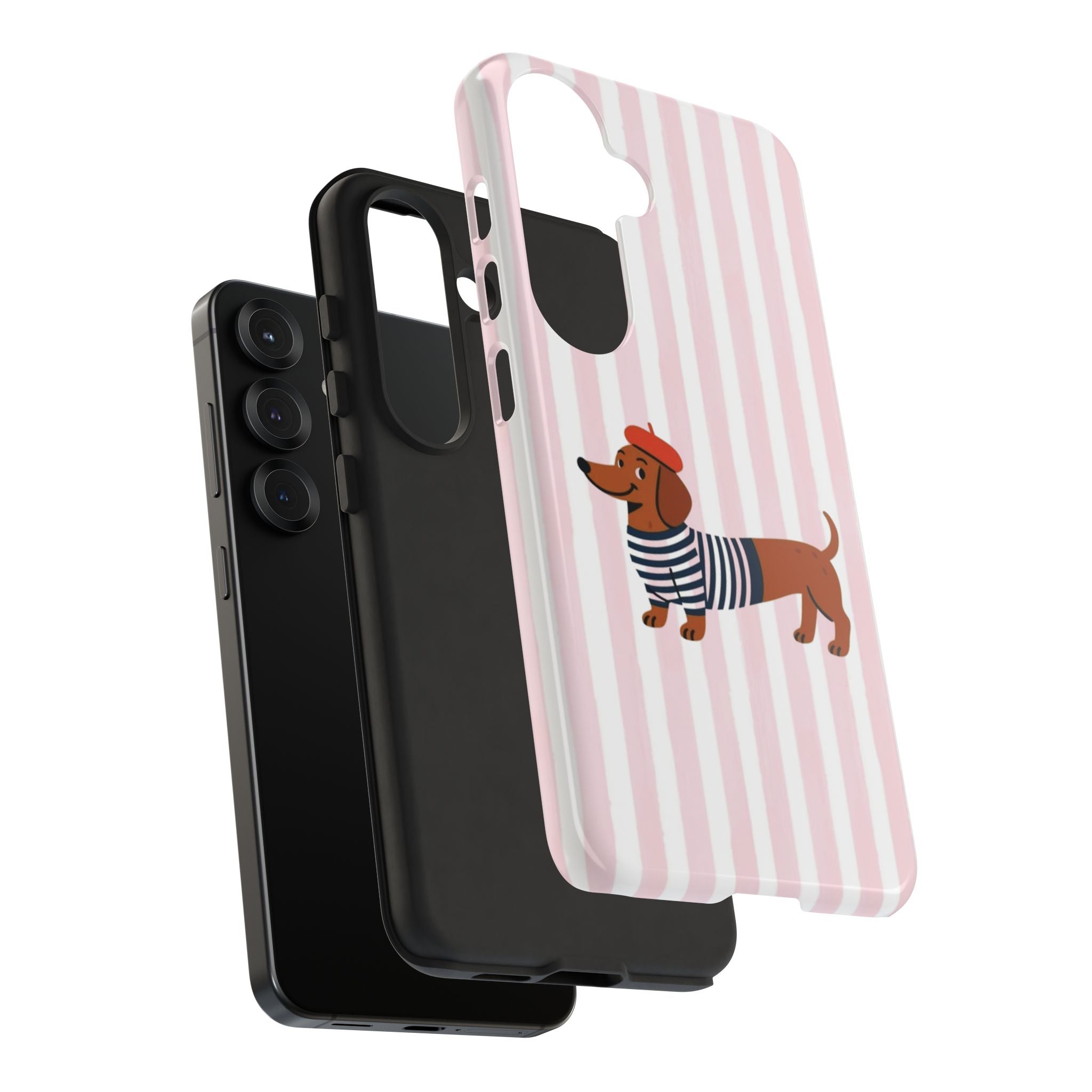 Dachshund in Breton Stripe Phone Case | French Dog Lover Gift