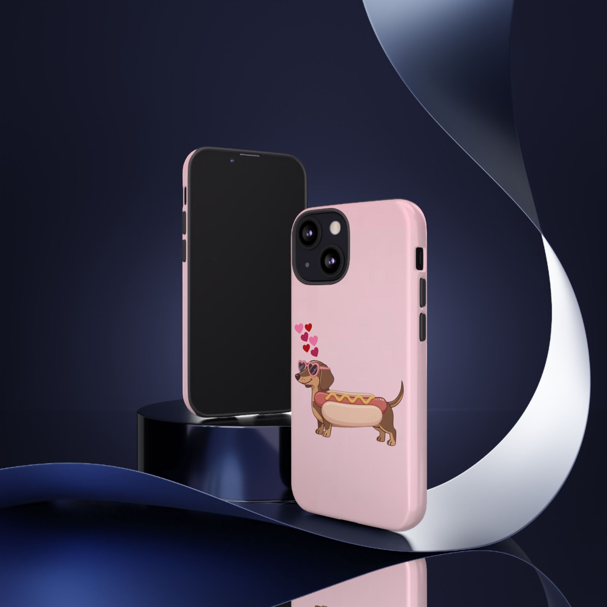 Dachshund Hot Dog Phone Case – Cute Pink Love Hearts Protective Tough Case