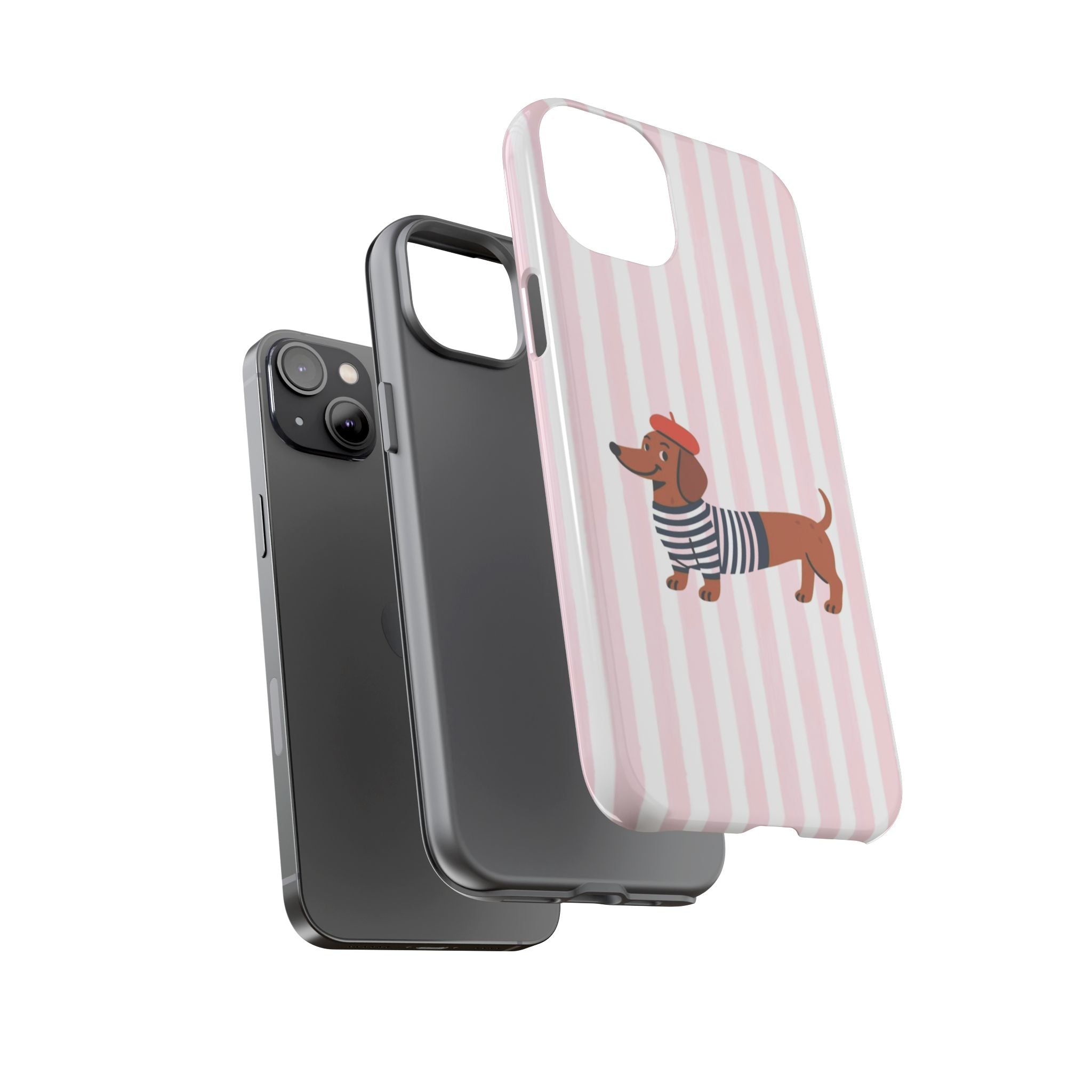 Dachshund in Breton Stripe Phone Case | French Dog Lover Gift