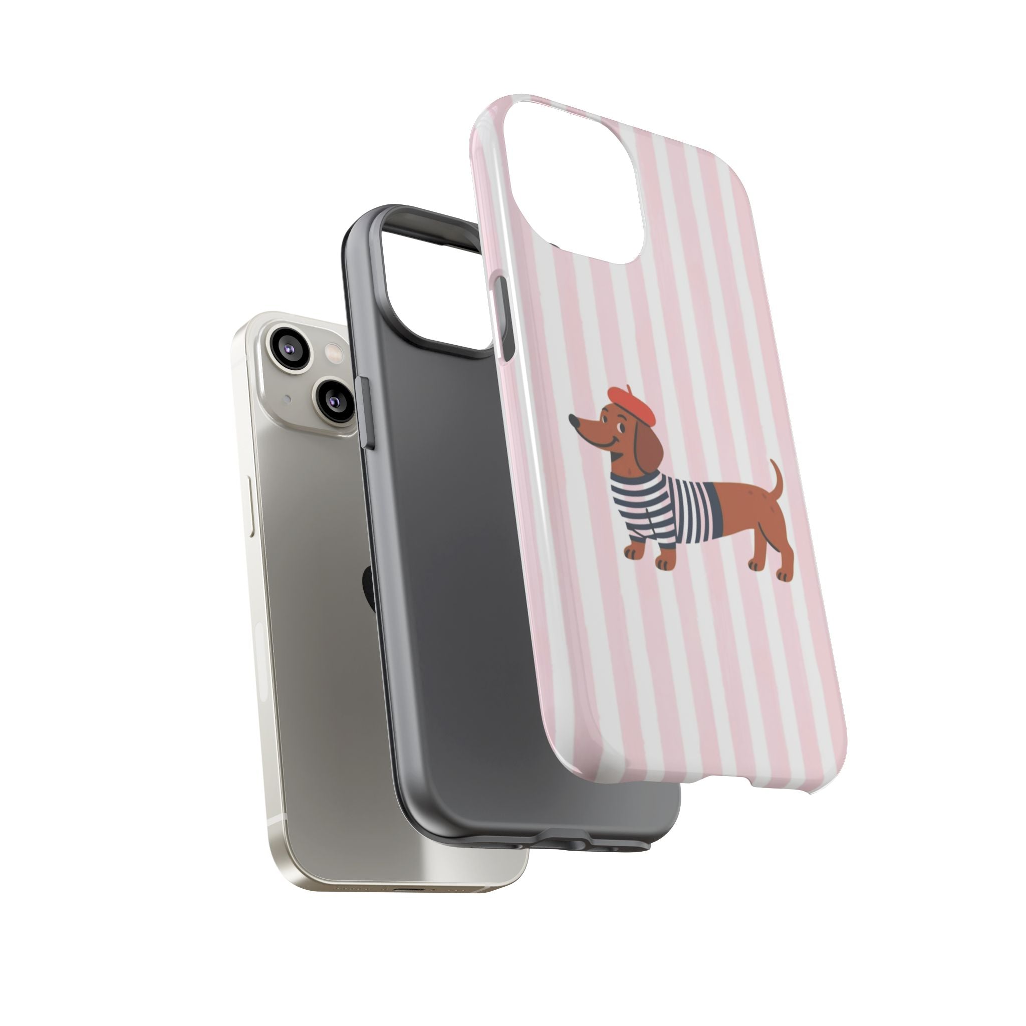 Dachshund in Breton Stripe Phone Case | French Dog Lover Gift