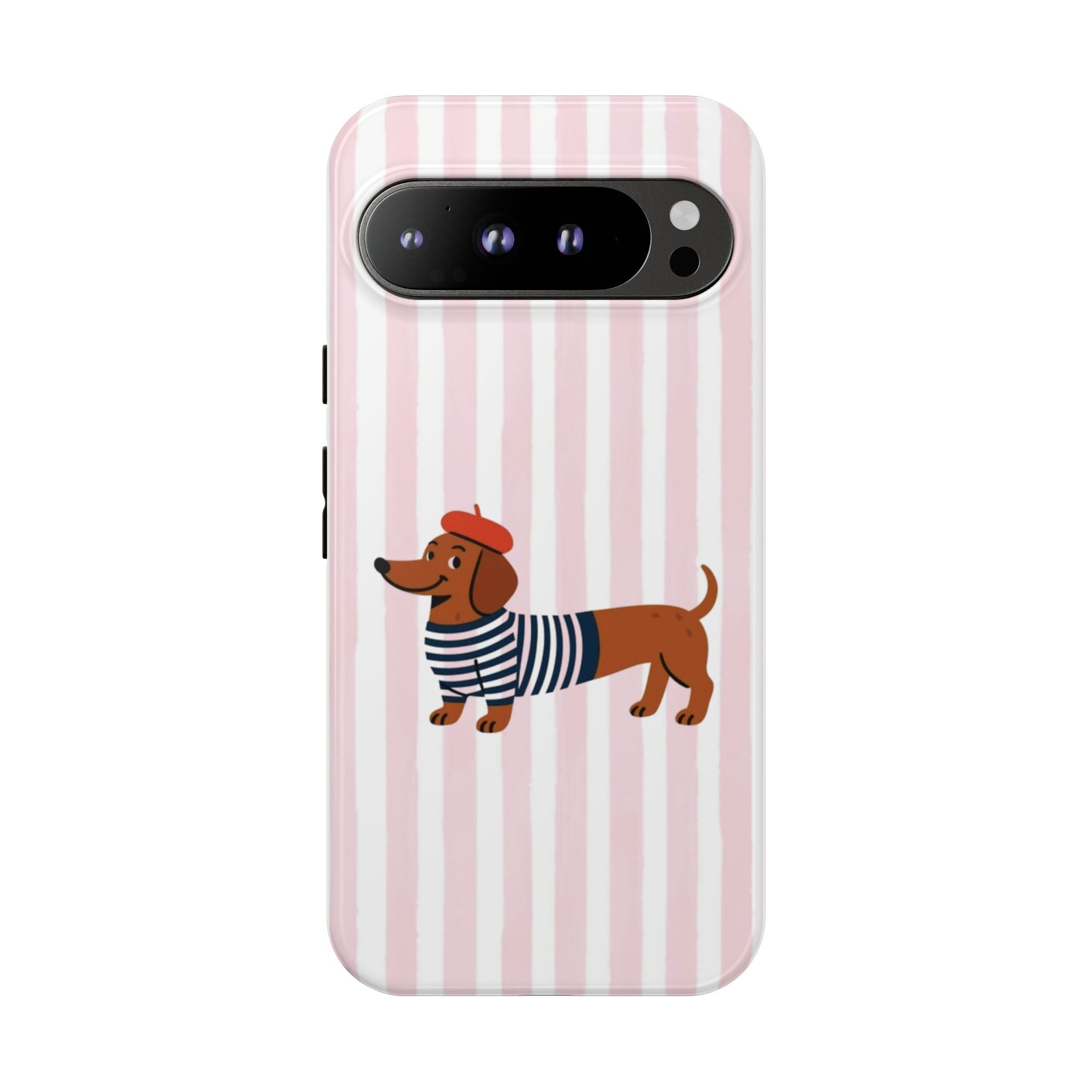 Dachshund in Breton Stripe Phone Case | French Dog Lover Gift
