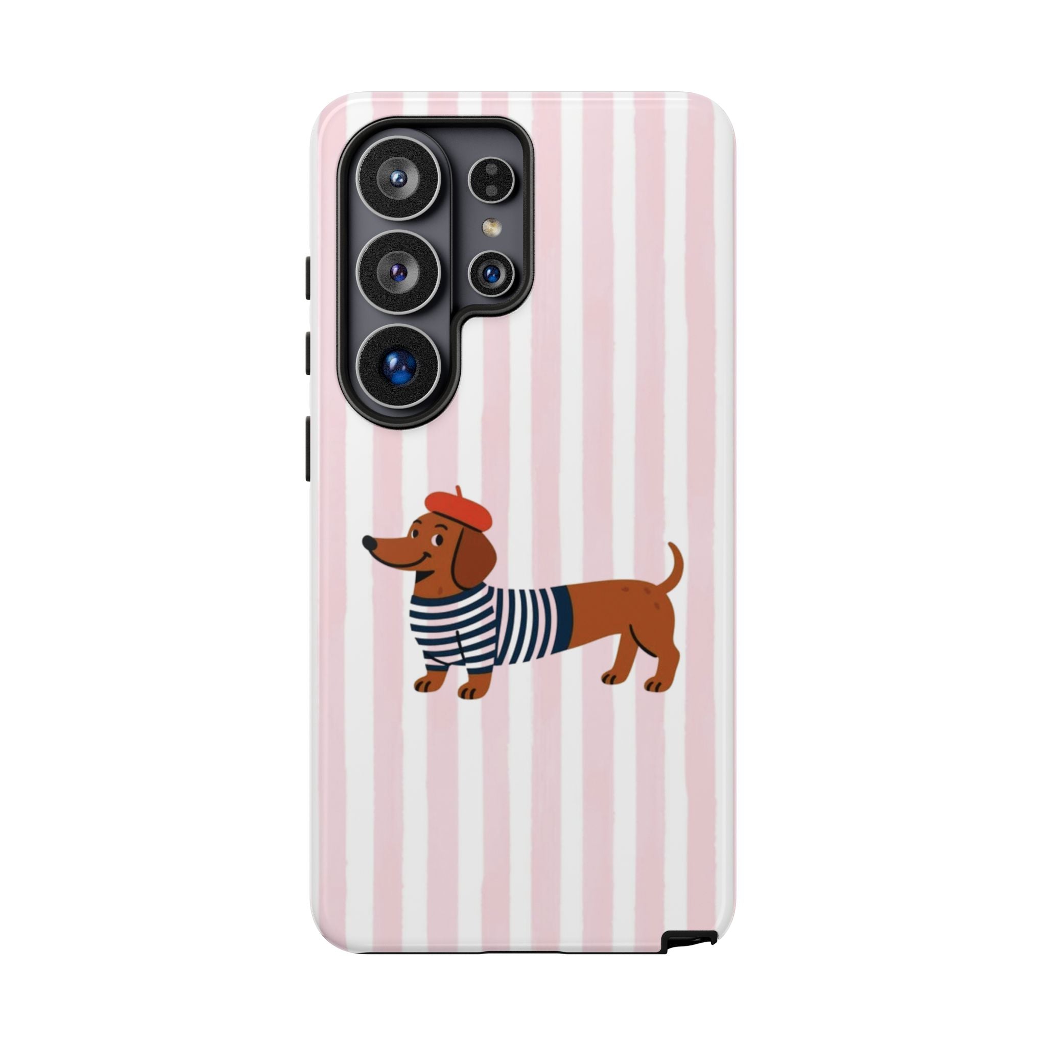 Dachshund in Breton Stripe Phone Case | French Dog Lover Gift
