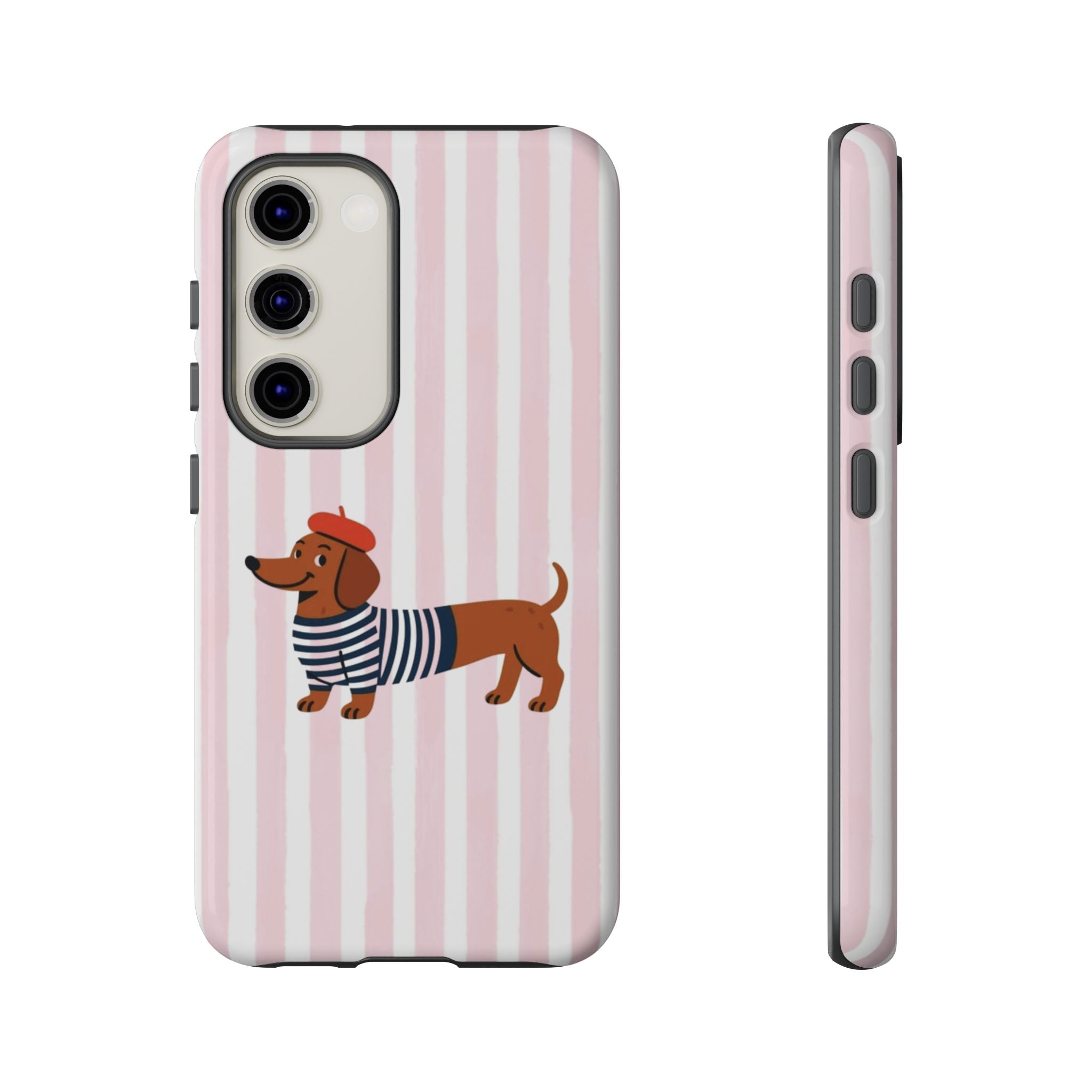 Dachshund in Breton Stripe Phone Case | French Dog Lover Gift