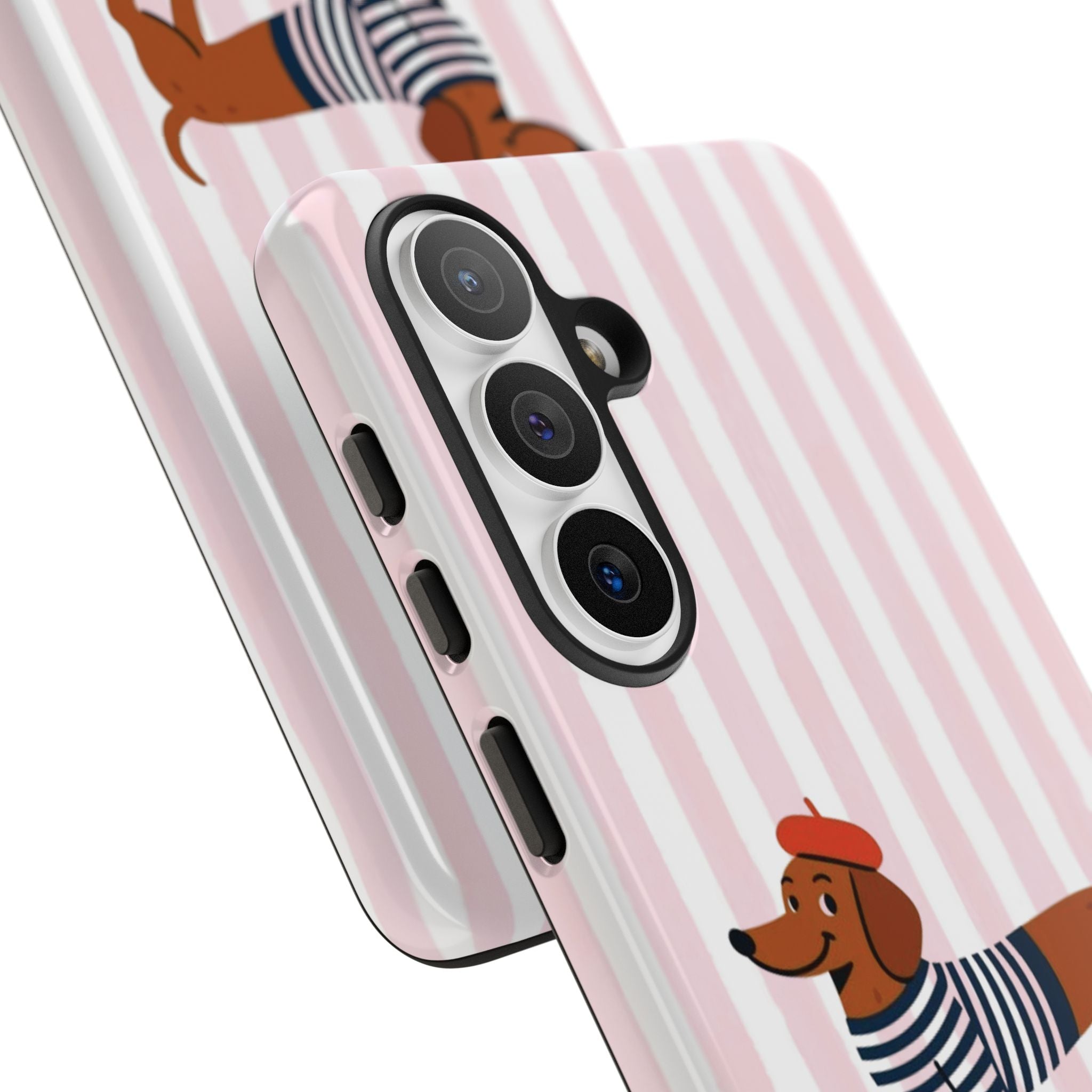 Dachshund in Breton Stripe Phone Case | French Dog Lover Gift