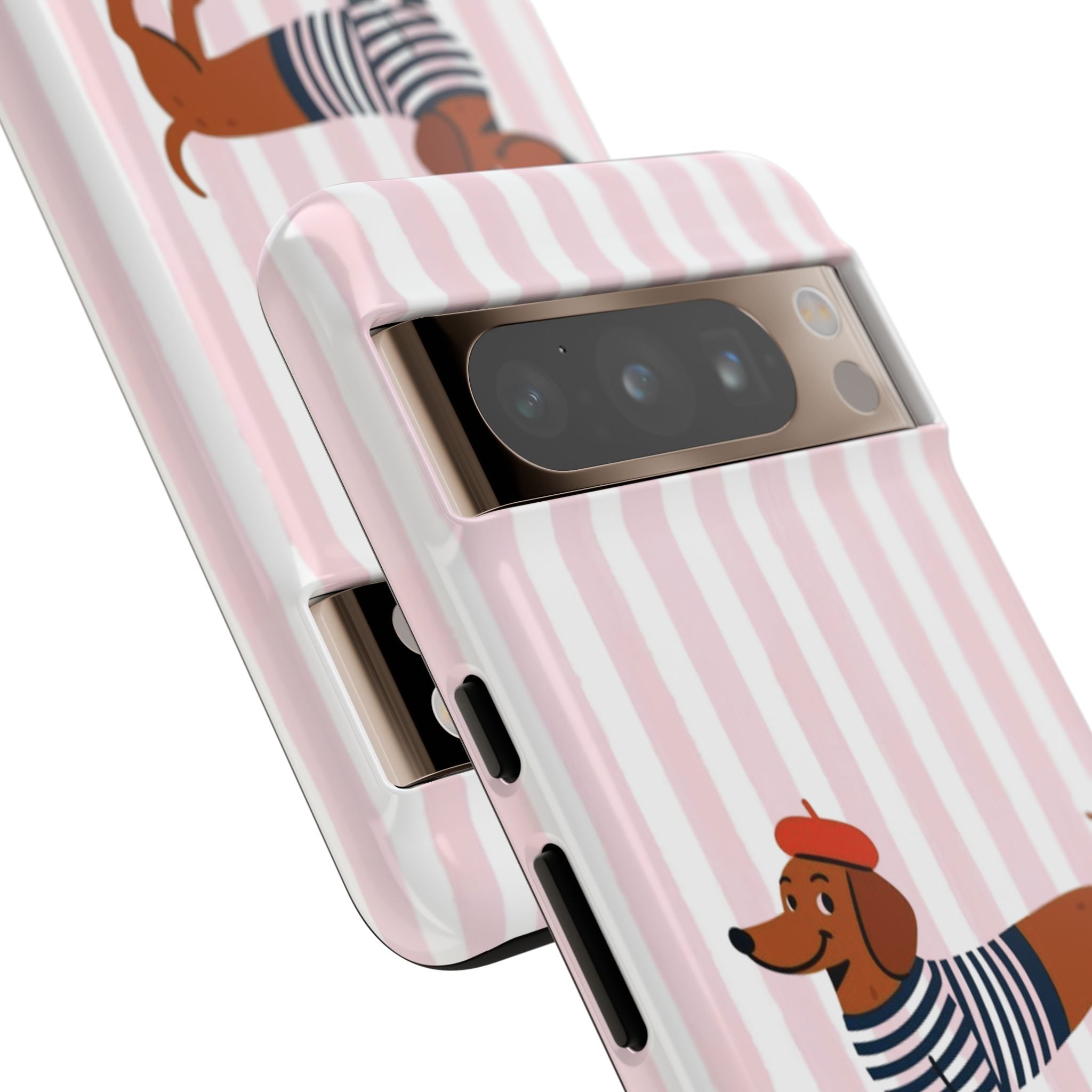 Dachshund in Breton Stripe Phone Case | French Dog Lover Gift