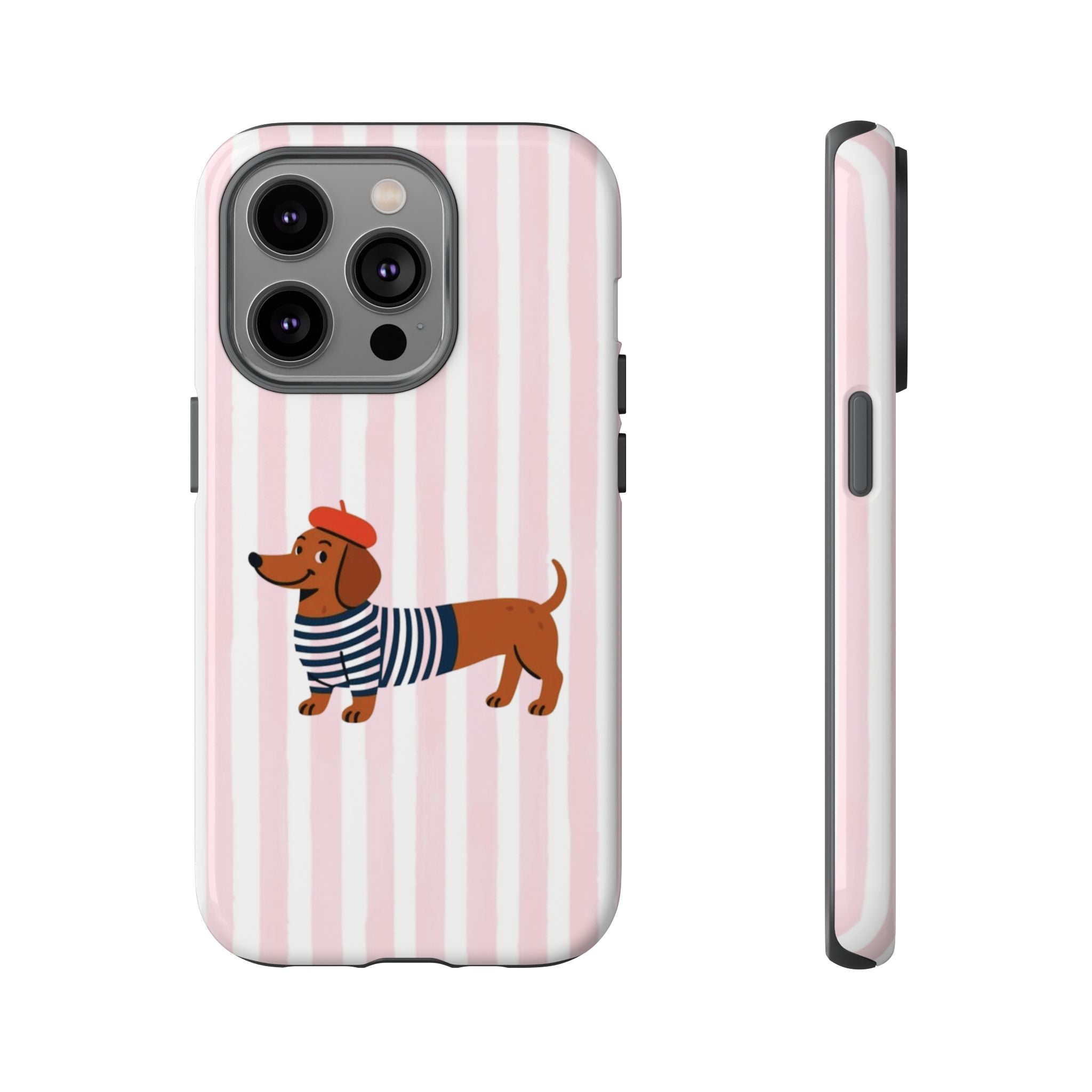 Dachshund in Breton Stripe Phone Case | French Dog Lover Gift