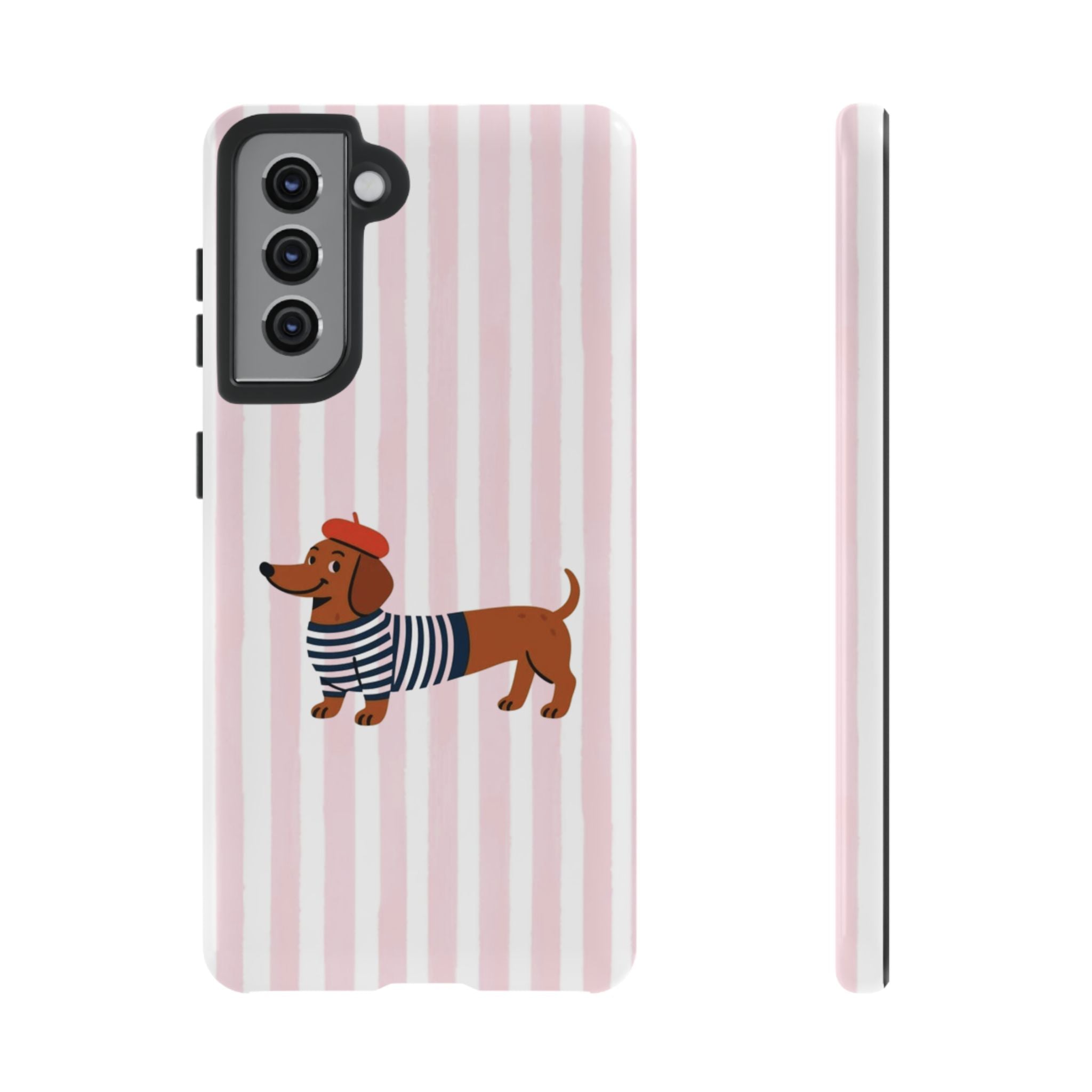 Dachshund in Breton Stripe Phone Case | French Dog Lover Gift