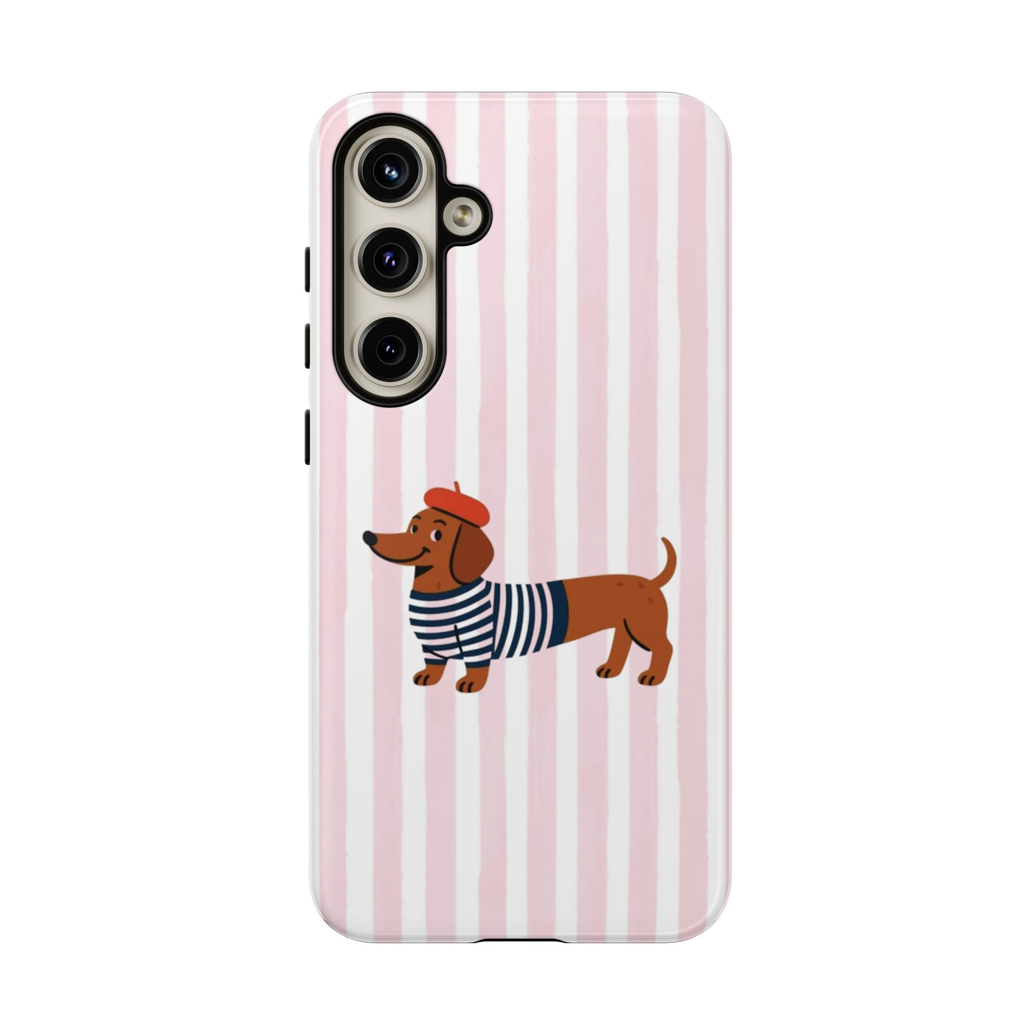 Dachshund in Breton Stripe Phone Case | French Dog Lover Gift