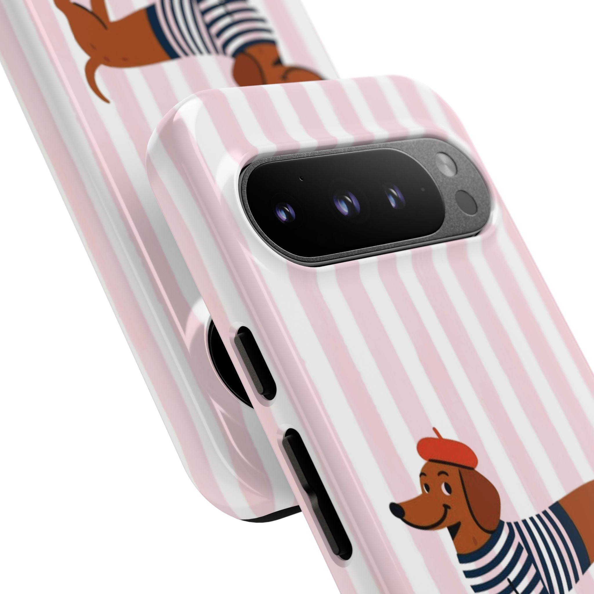 Dachshund in Breton Stripe Phone Case | French Dog Lover Gift