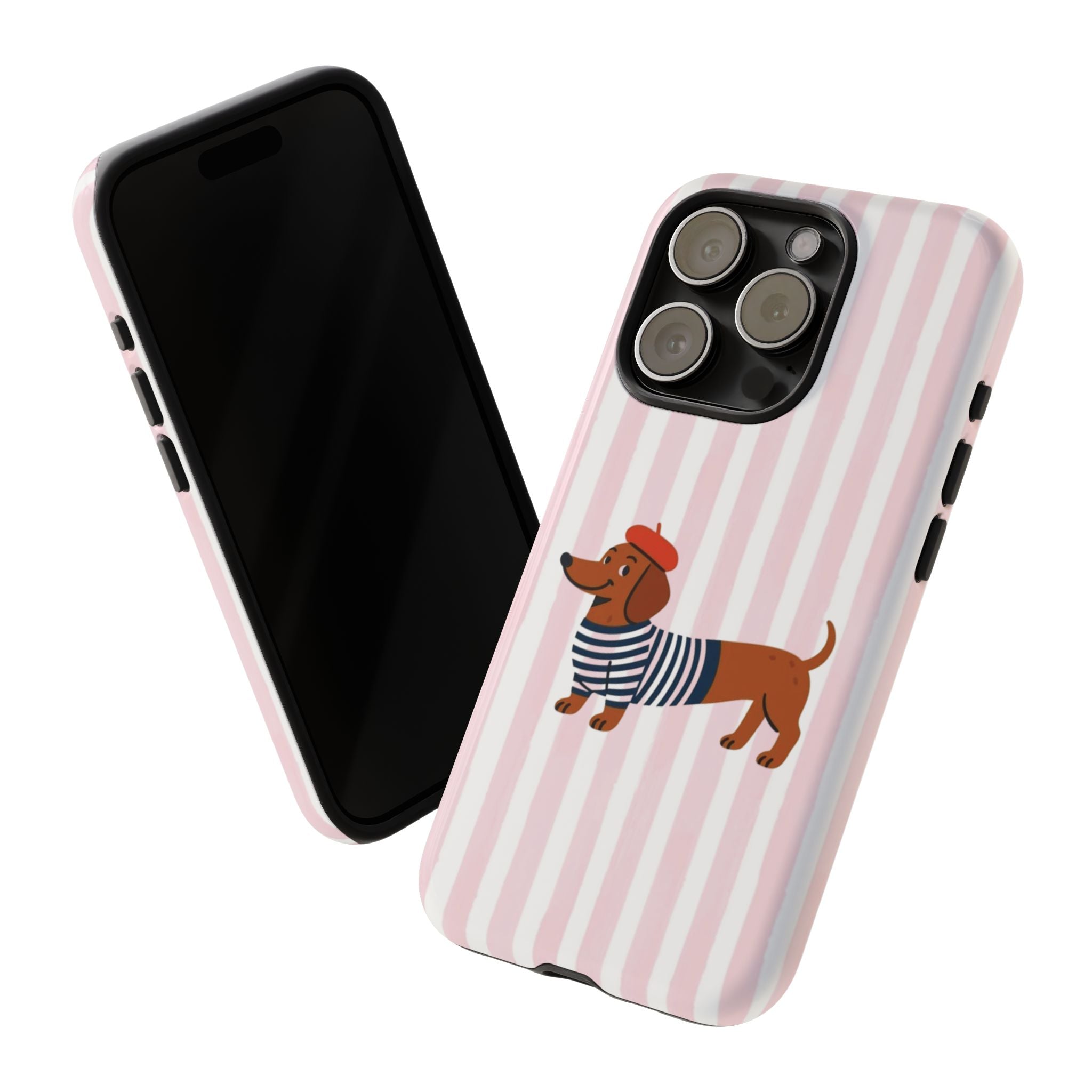 Dachshund in Breton Stripe Phone Case | French Dog Lover Gift