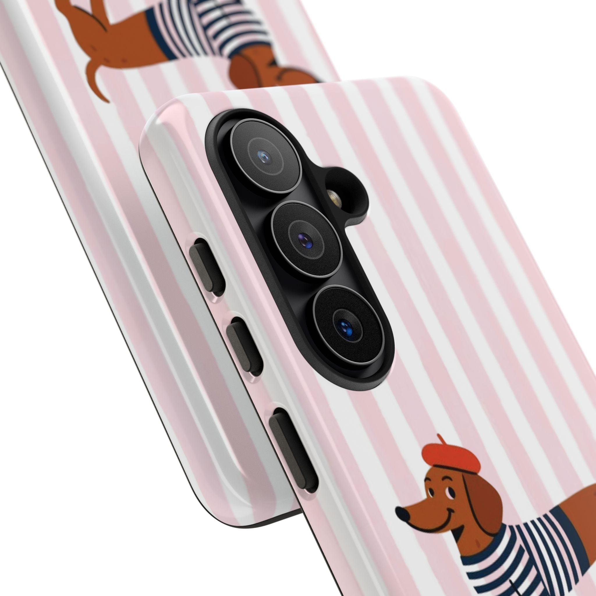 Dachshund in Breton Stripe Phone Case | French Dog Lover Gift