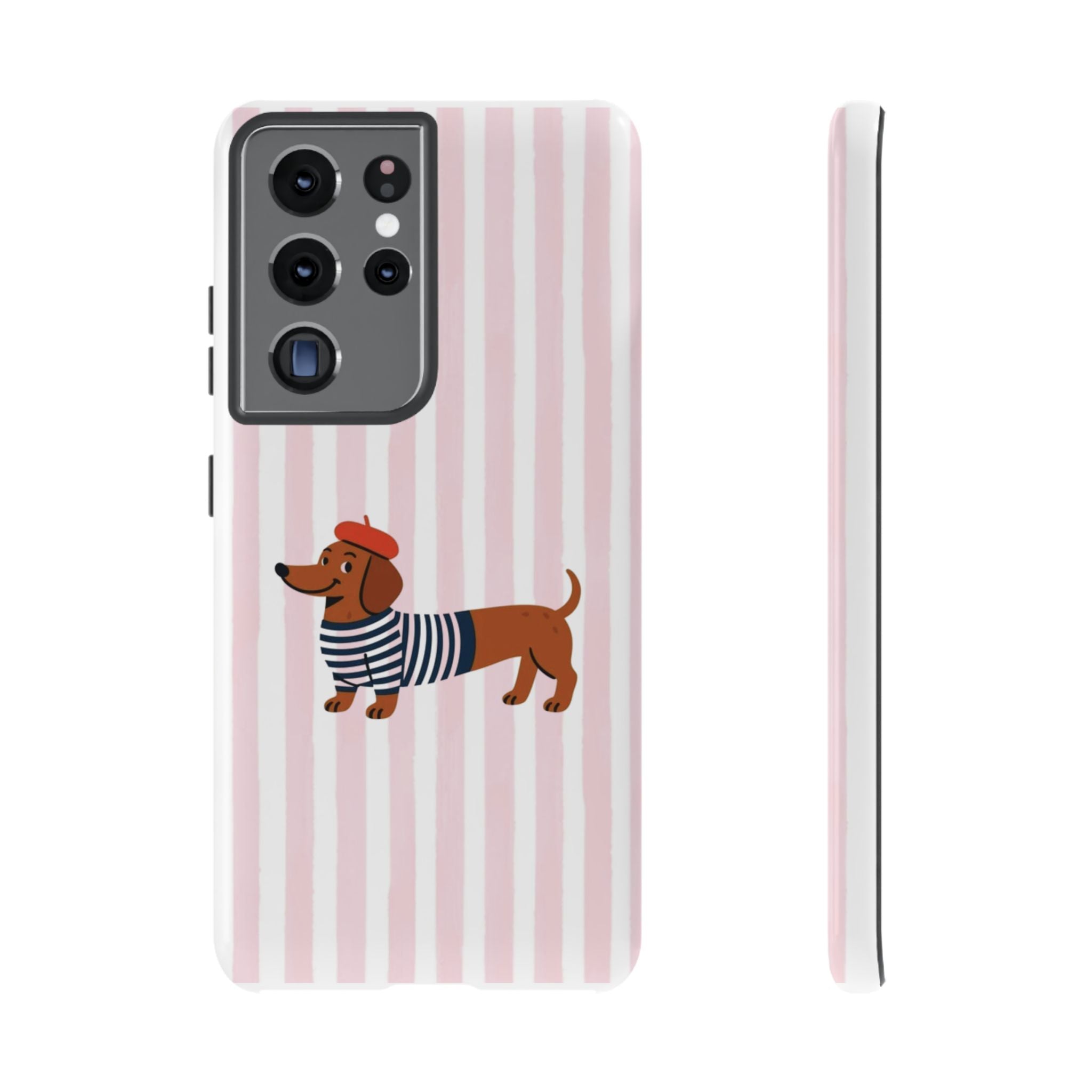 Dachshund in Breton Stripe Phone Case | French Dog Lover Gift