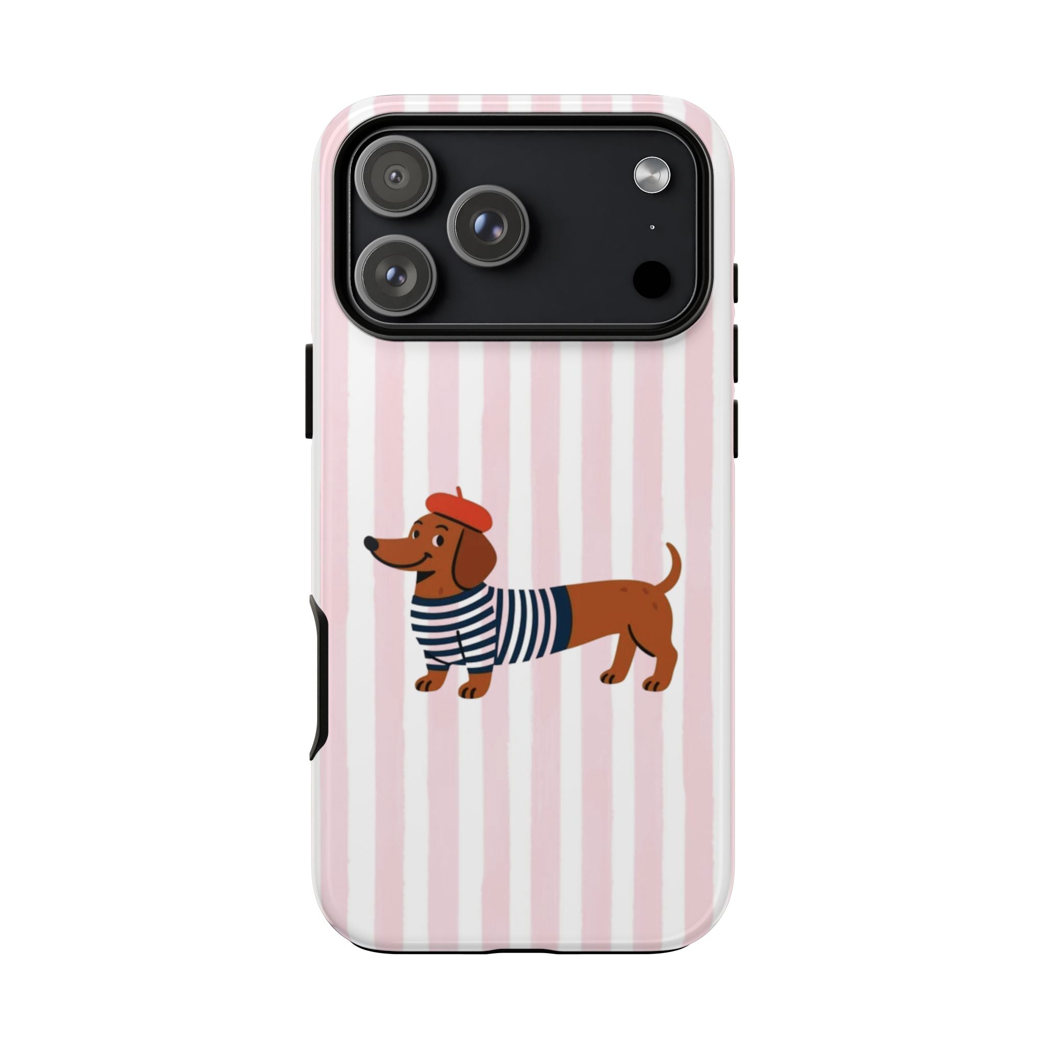 Dachshund in Breton Stripe Phone Case | French Dog Lover Gift