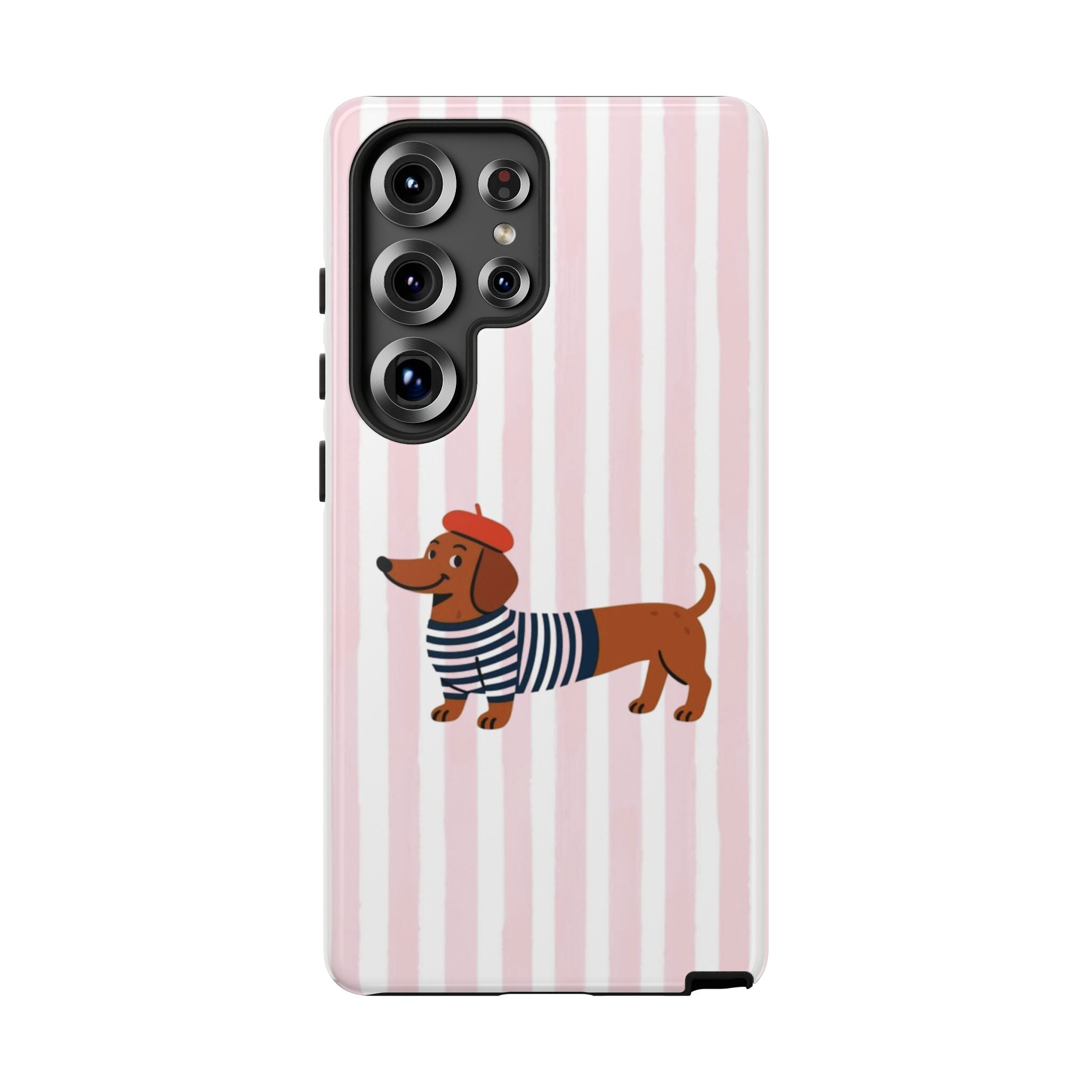 Dachshund in Breton Stripe Phone Case | French Dog Lover Gift