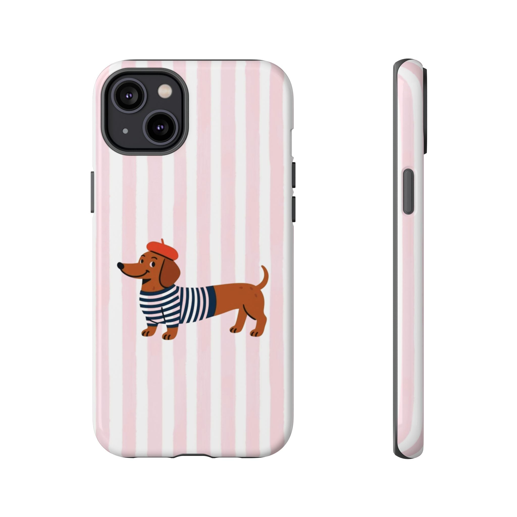 Dachshund in Breton Stripe Phone Case | French Dog Lover Gift