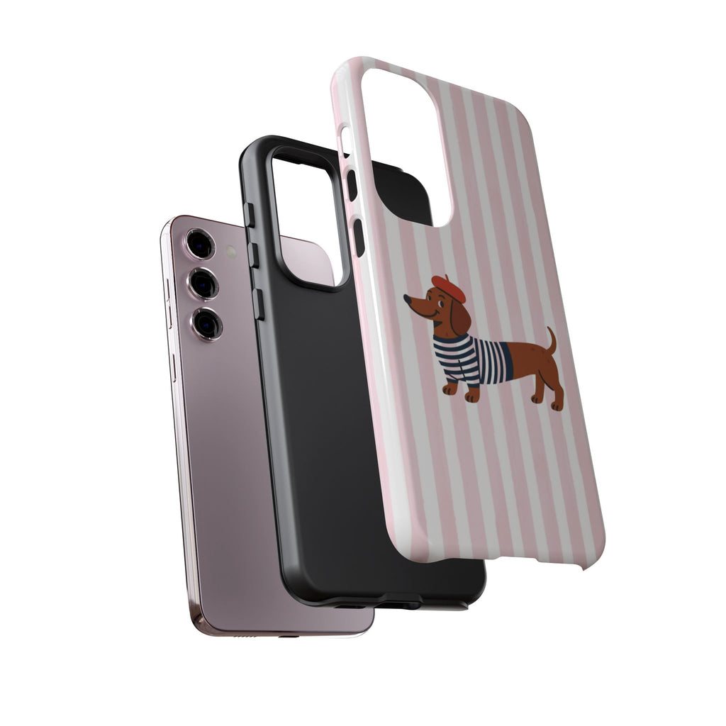 Dachshund in Breton Stripe Phone Case | French Dog Lover Gift
