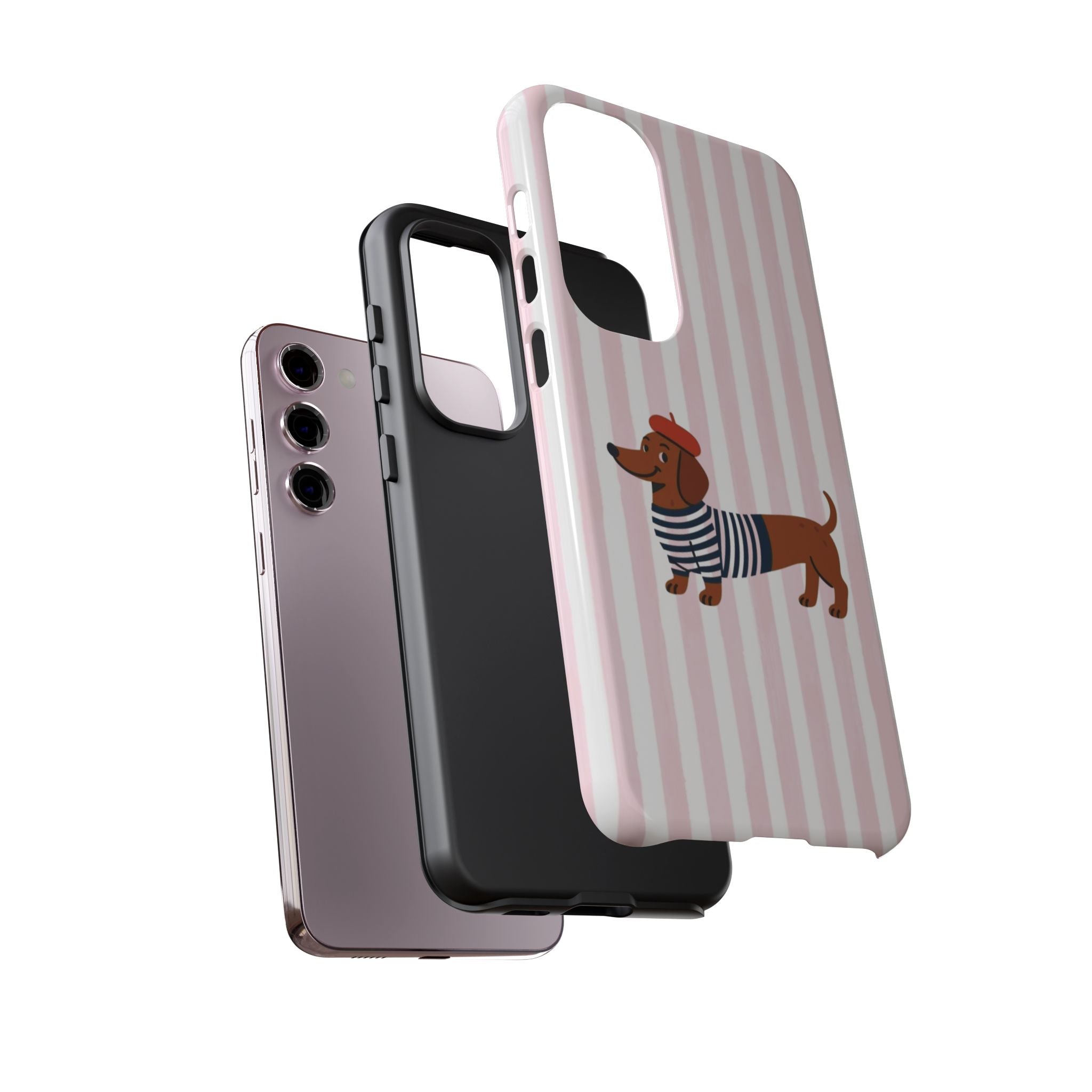 Dachshund in Breton Stripe Phone Case | French Dog Lover Gift
