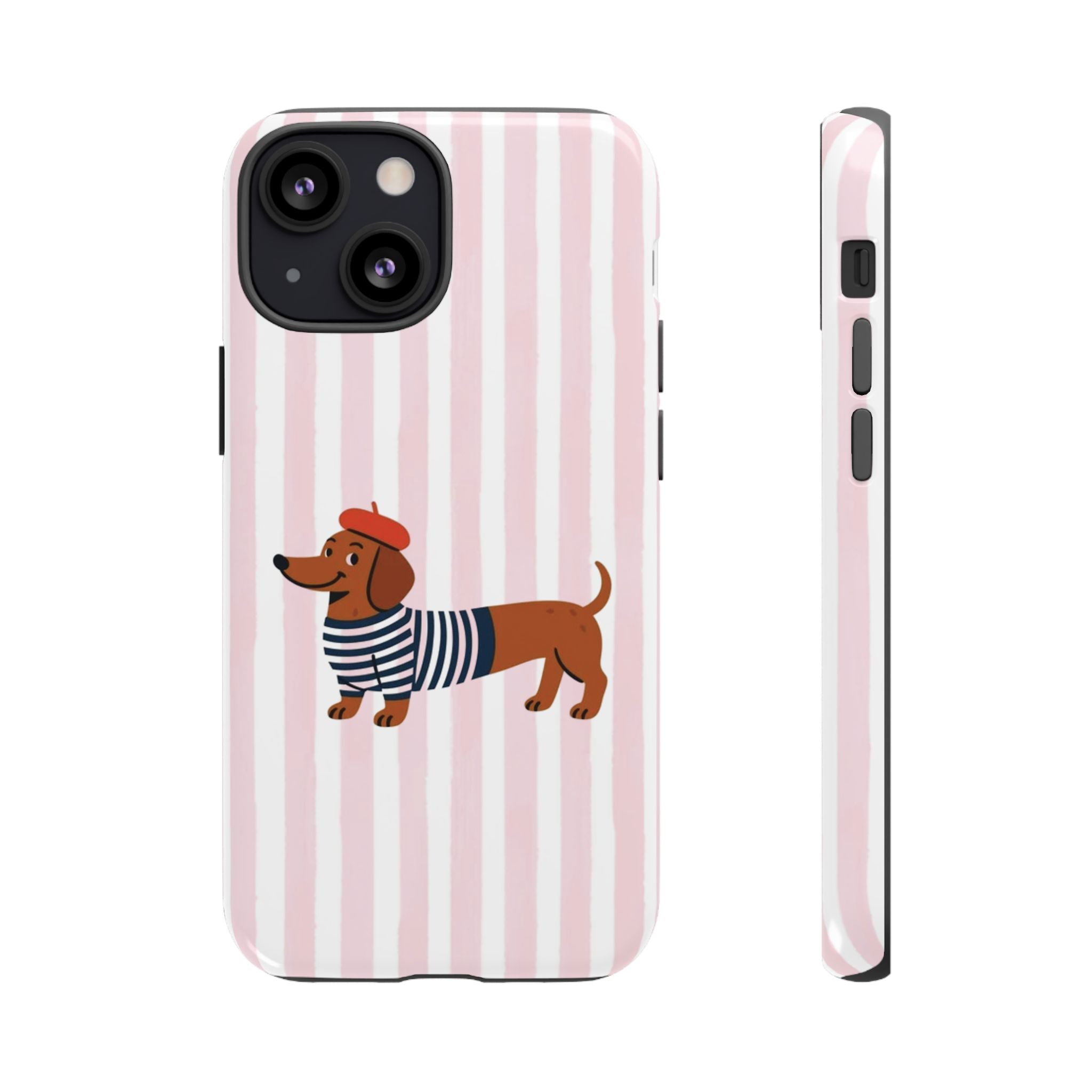 Dachshund in Breton Stripe Phone Case | French Dog Lover Gift