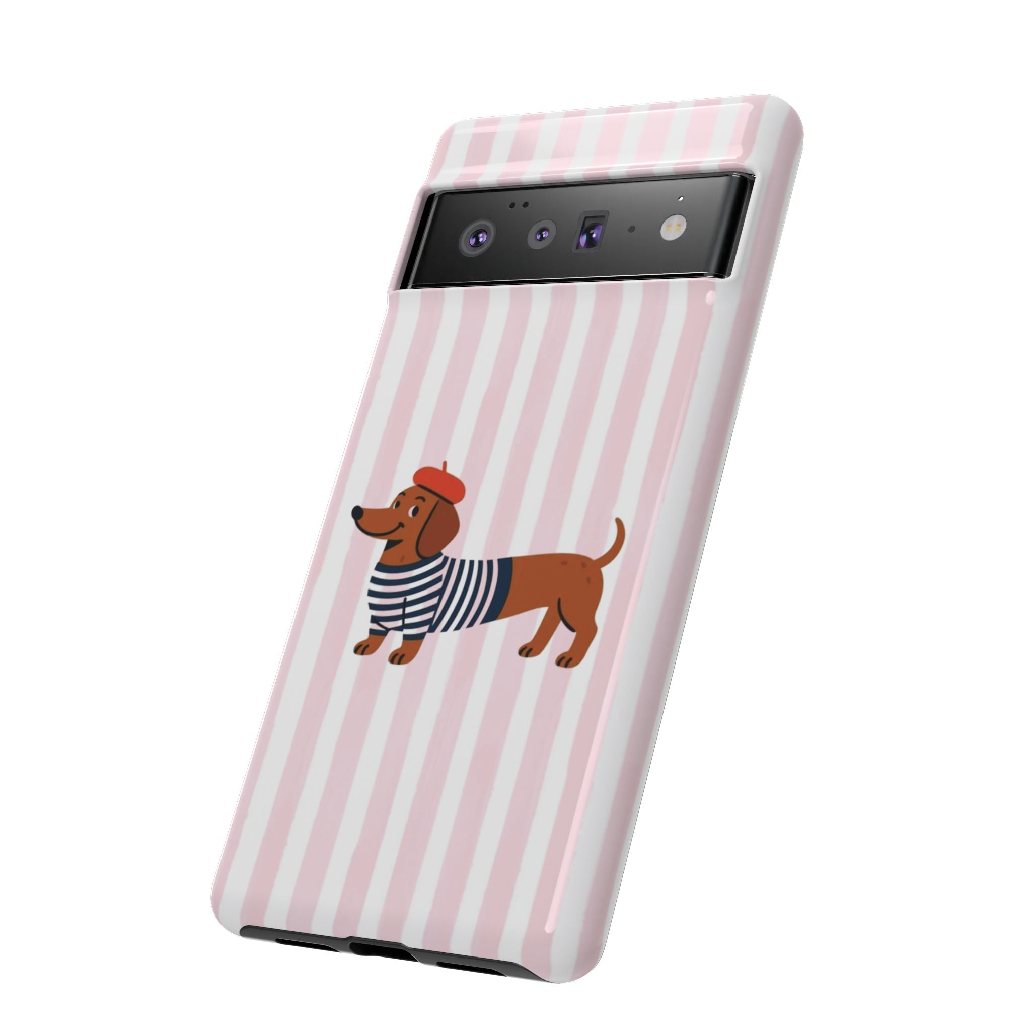 Dachshund in Breton Stripe Phone Case | French Dog Lover Gift