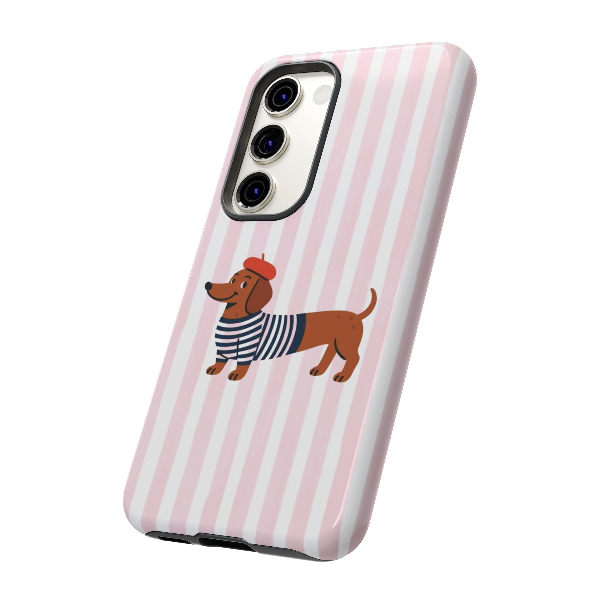 Dachshund in Breton Stripe Phone Case | French Dog Lover Gift