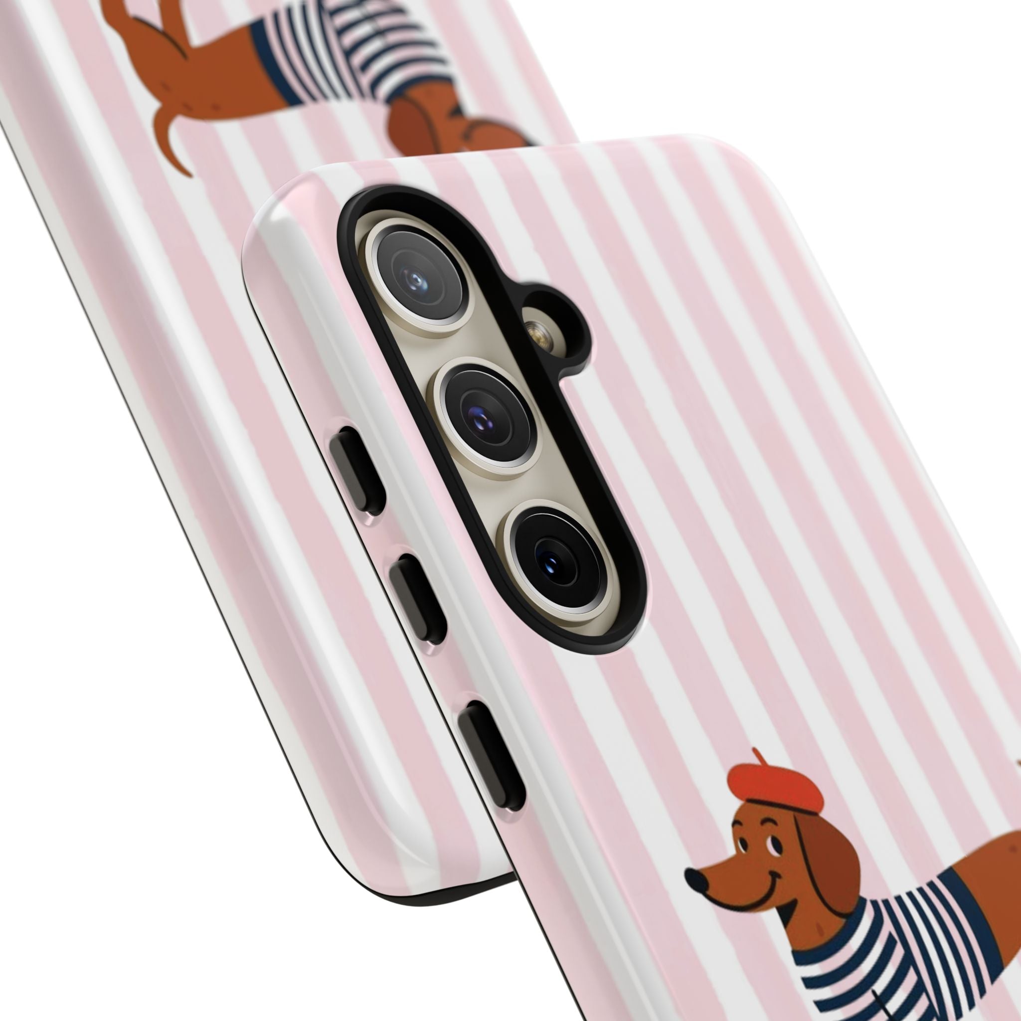 Dachshund in Breton Stripe Phone Case | French Dog Lover Gift