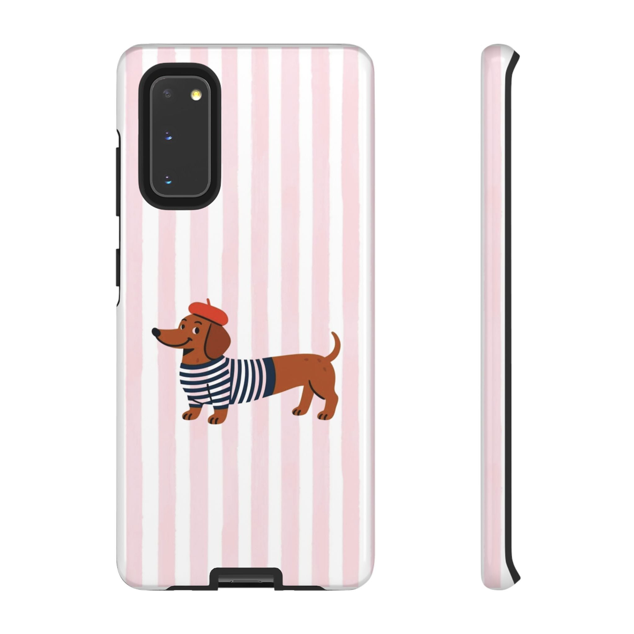 Dachshund in Breton Stripe Phone Case | French Dog Lover Gift
