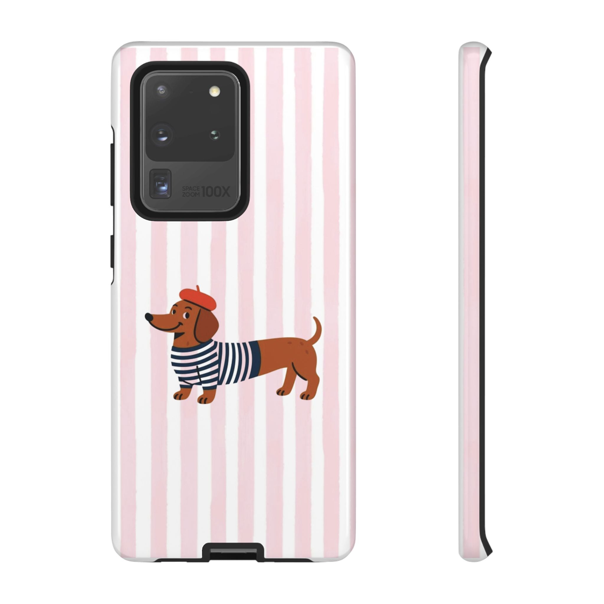 Dachshund in Breton Stripe Phone Case | French Dog Lover Gift