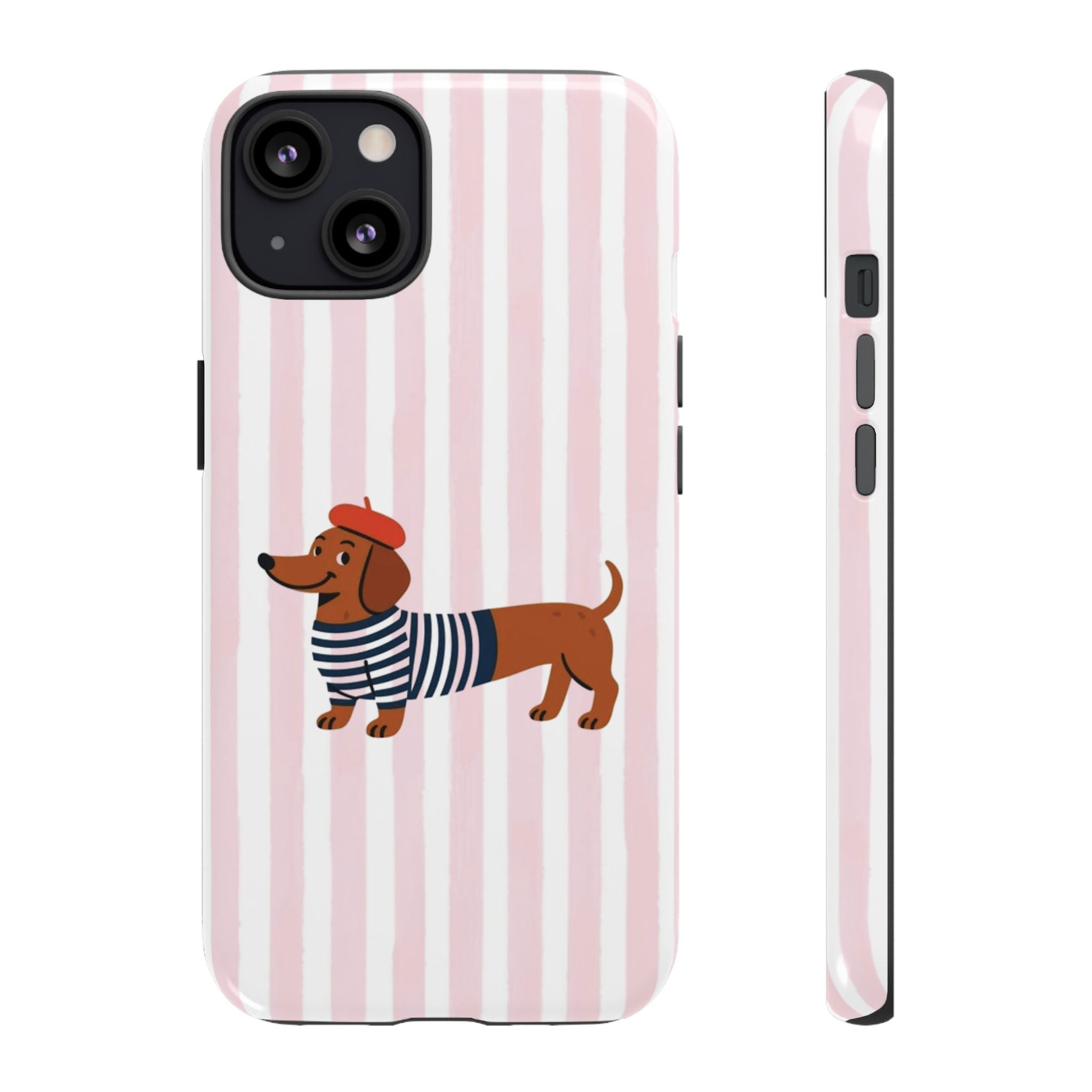 Dachshund in Breton Stripe Phone Case | French Dog Lover Gift