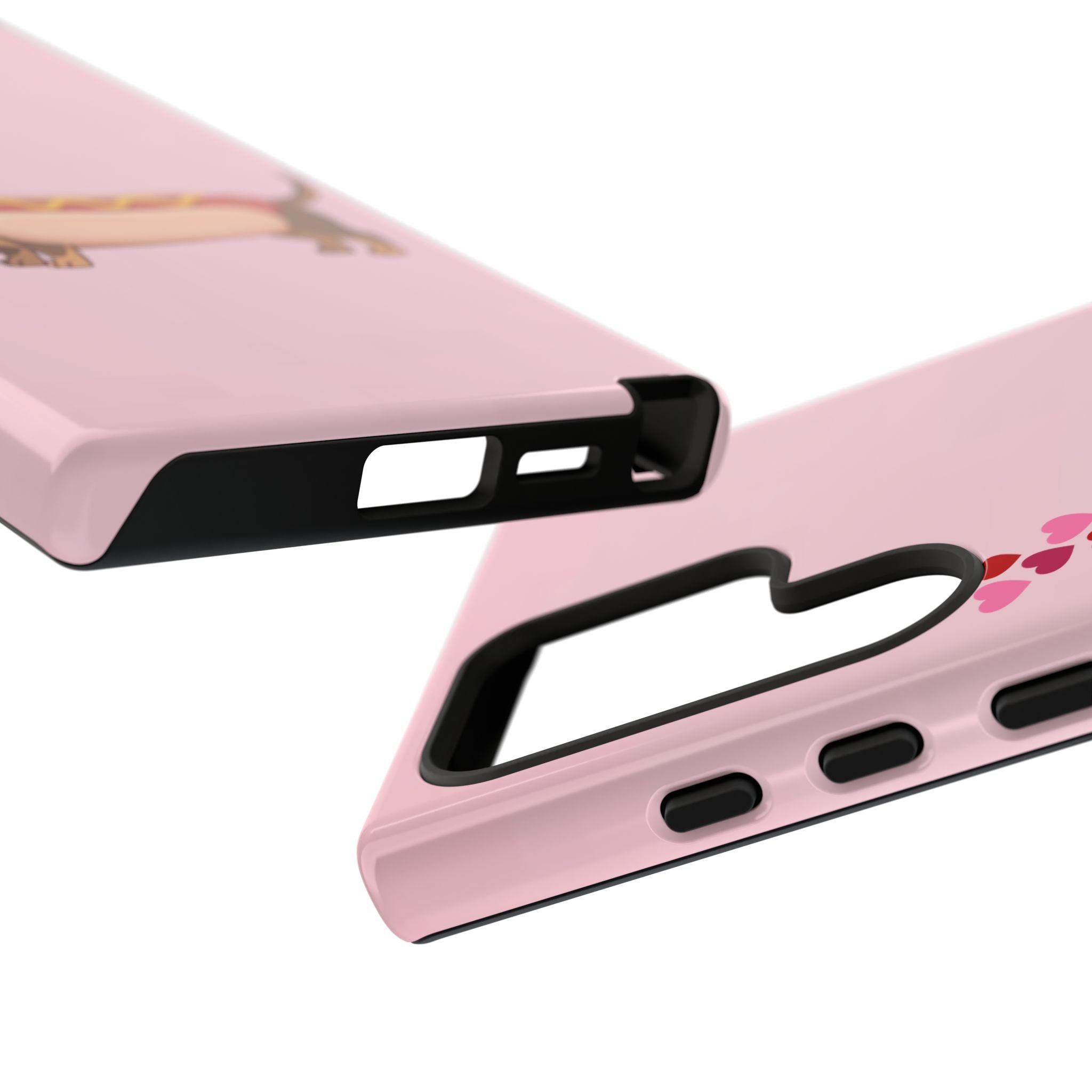 Dachshund Hot Dog Phone Case – Cute Pink Love Hearts Protective Tough Case