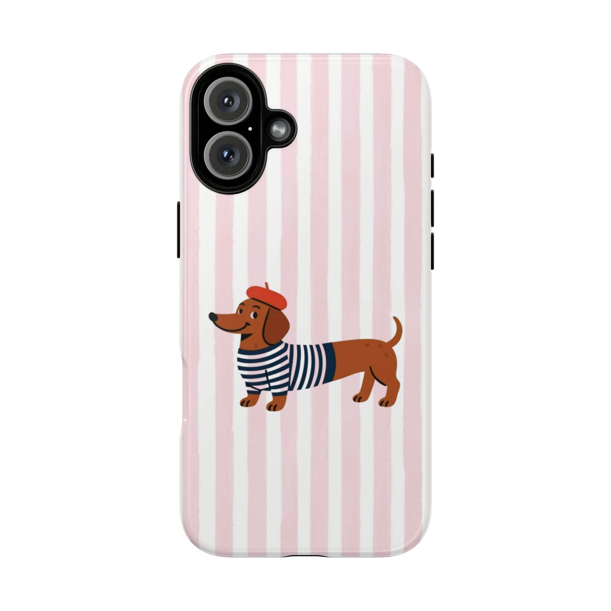 Dachshund in Breton Stripe Phone Case | French Dog Lover Gift