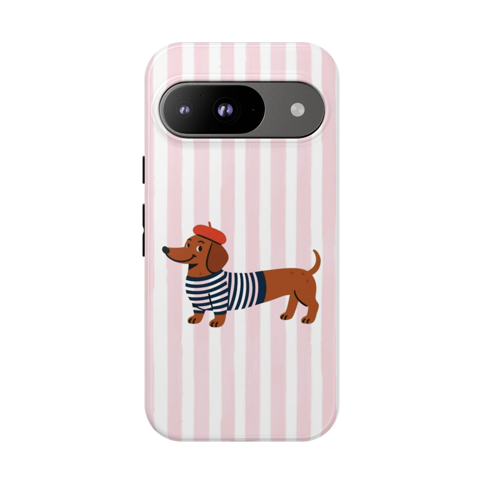 Dachshund in Breton Stripe Phone Case | French Dog Lover Gift
