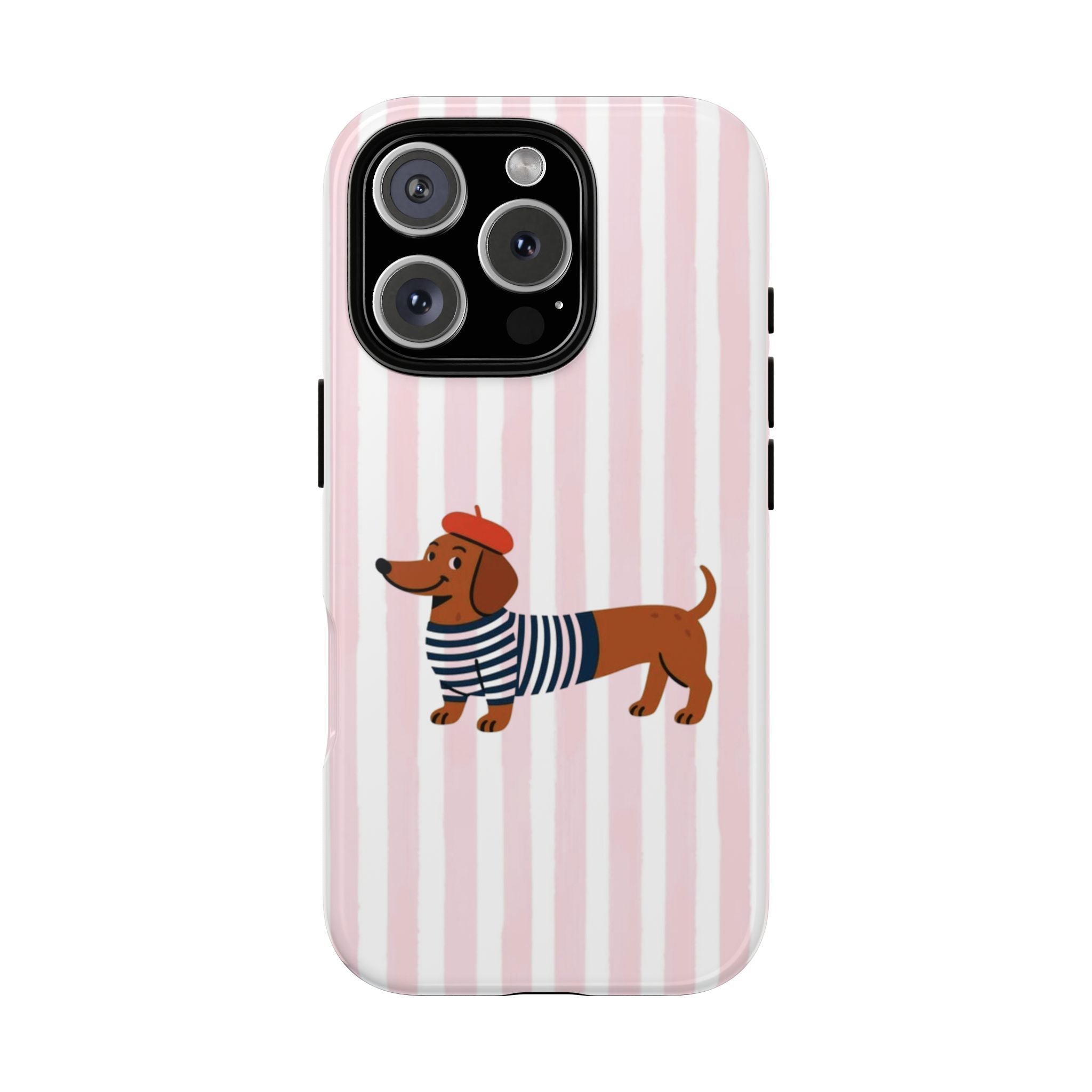 Dachshund in Breton Stripe Phone Case | French Dog Lover Gift