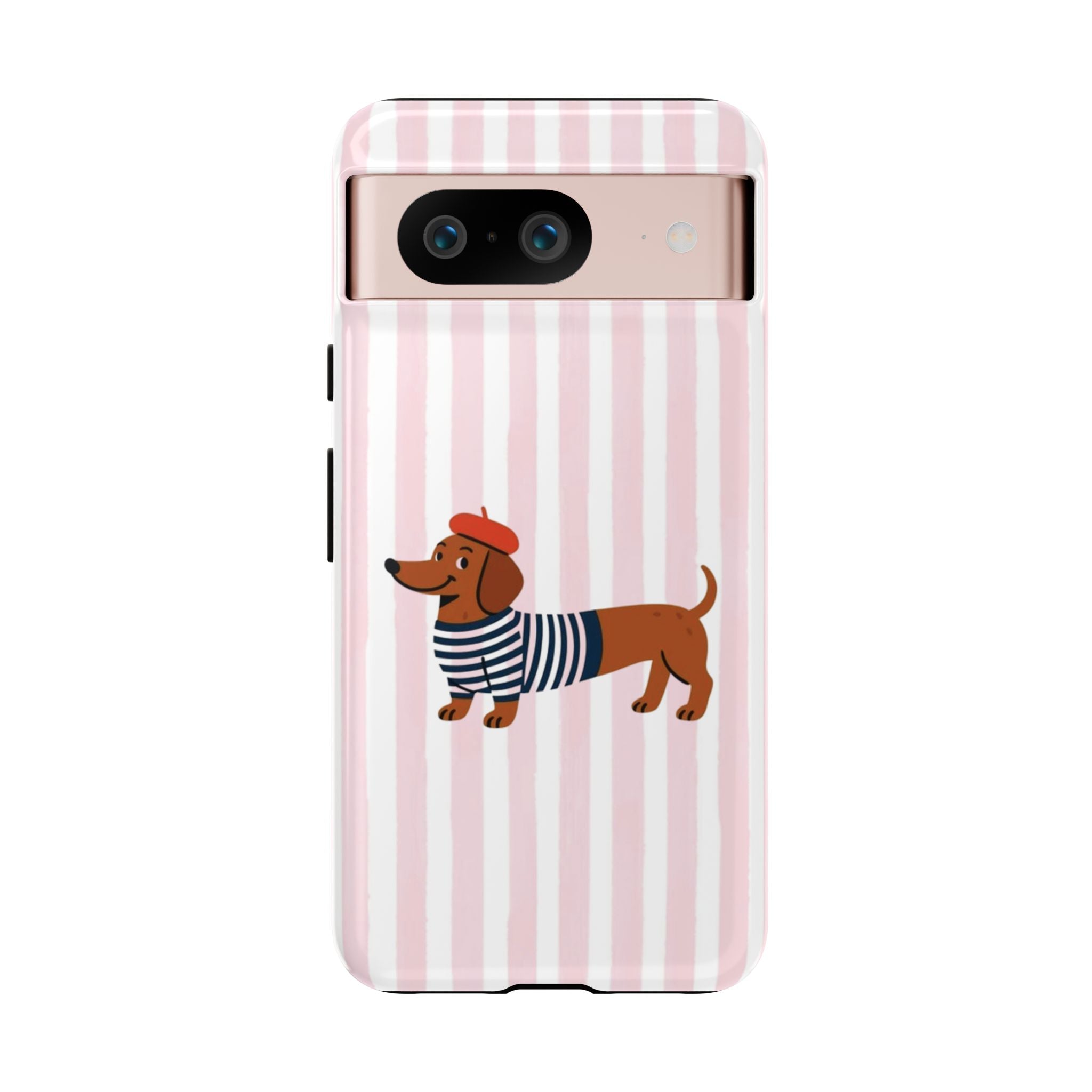 Dachshund in Breton Stripe Phone Case | French Dog Lover Gift