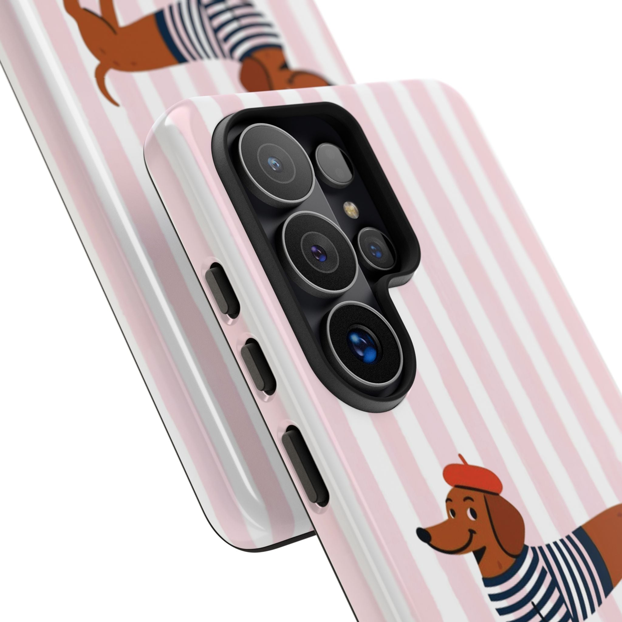 Dachshund in Breton Stripe Phone Case | French Dog Lover Gift