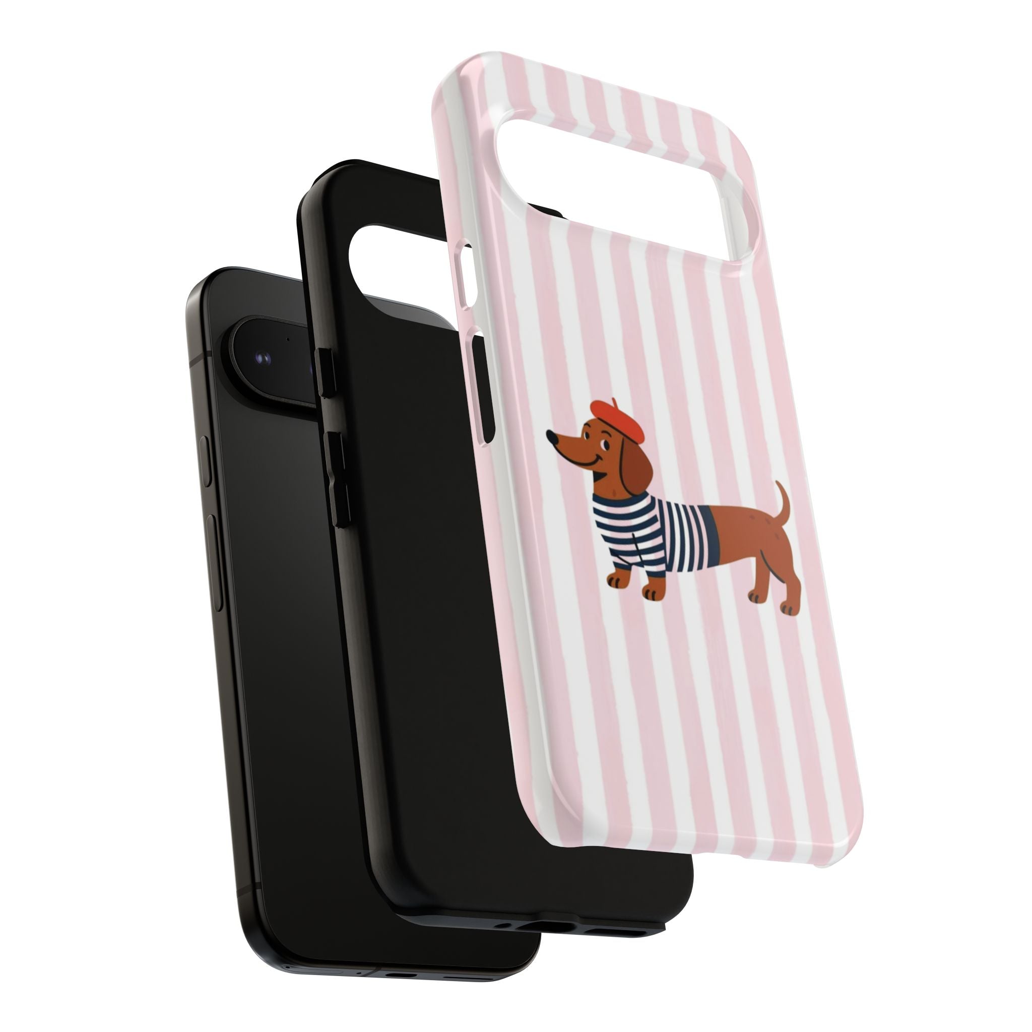 Dachshund in Breton Stripe Phone Case | French Dog Lover Gift