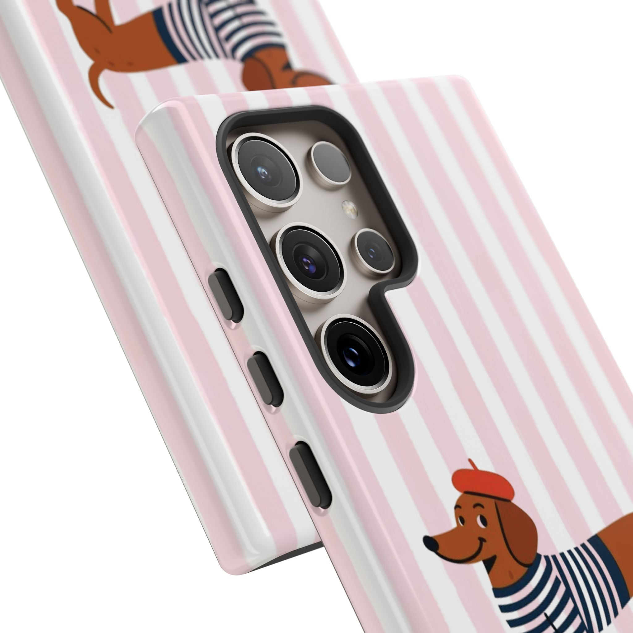 Dachshund in Breton Stripe Phone Case | French Dog Lover Gift