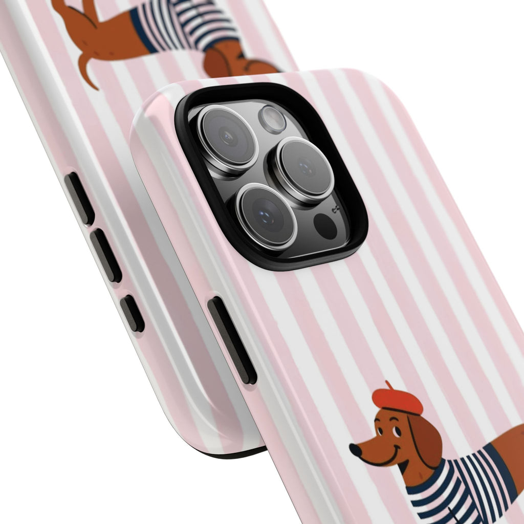 Dachshund in Breton Stripe Phone Case | French Dog Lover Gift