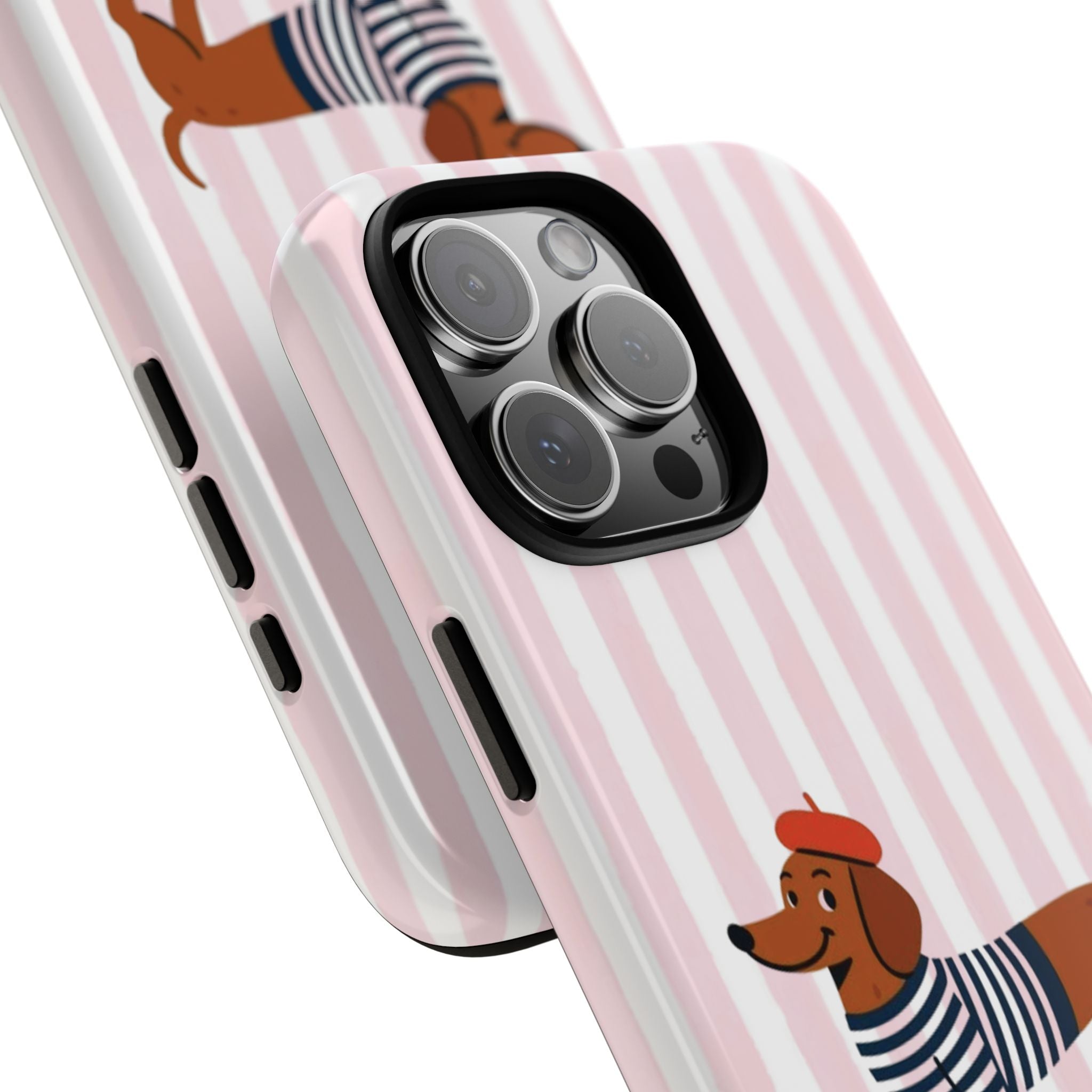 Dachshund in Breton Stripe Phone Case | French Dog Lover Gift