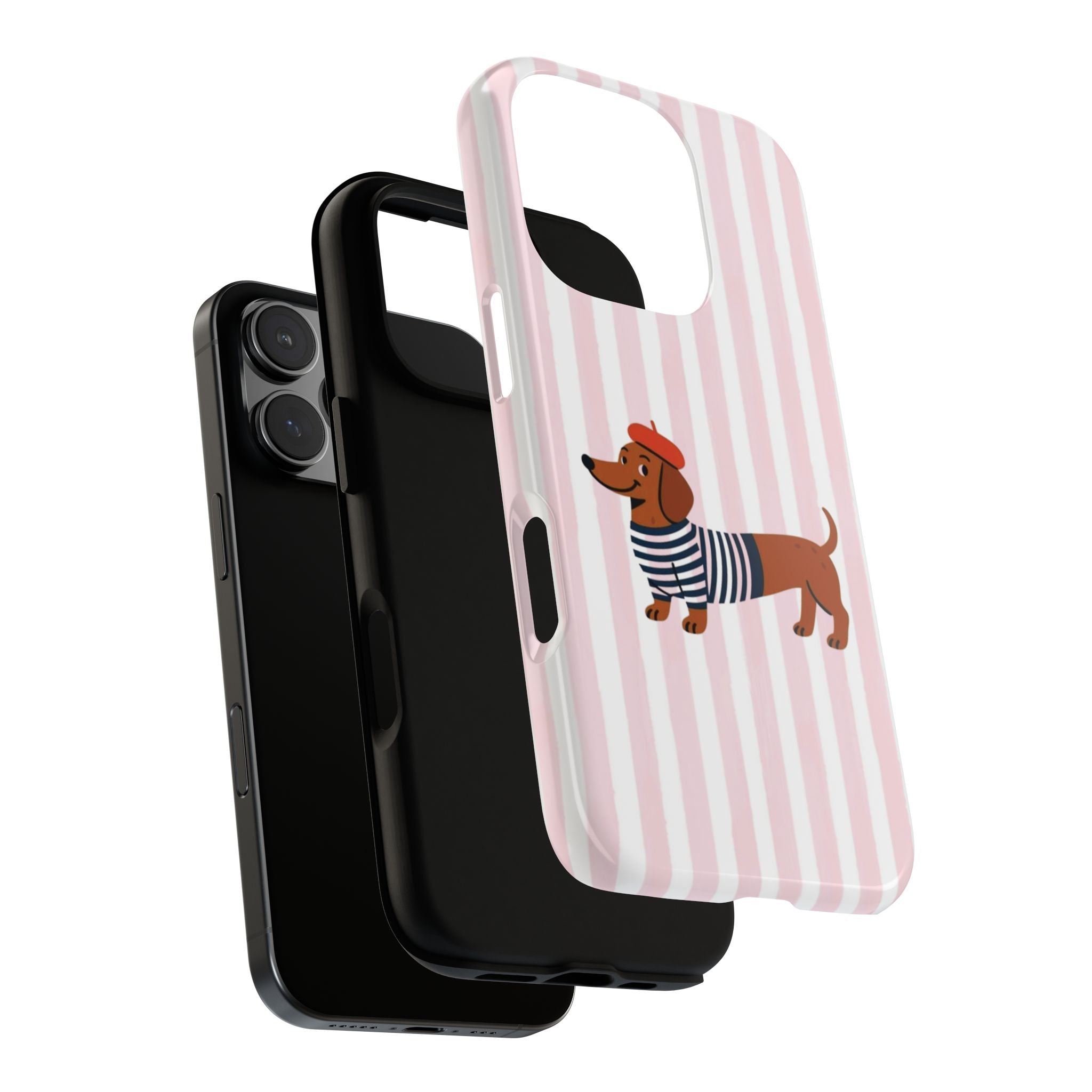 Dachshund in Breton Stripe Phone Case | French Dog Lover Gift
