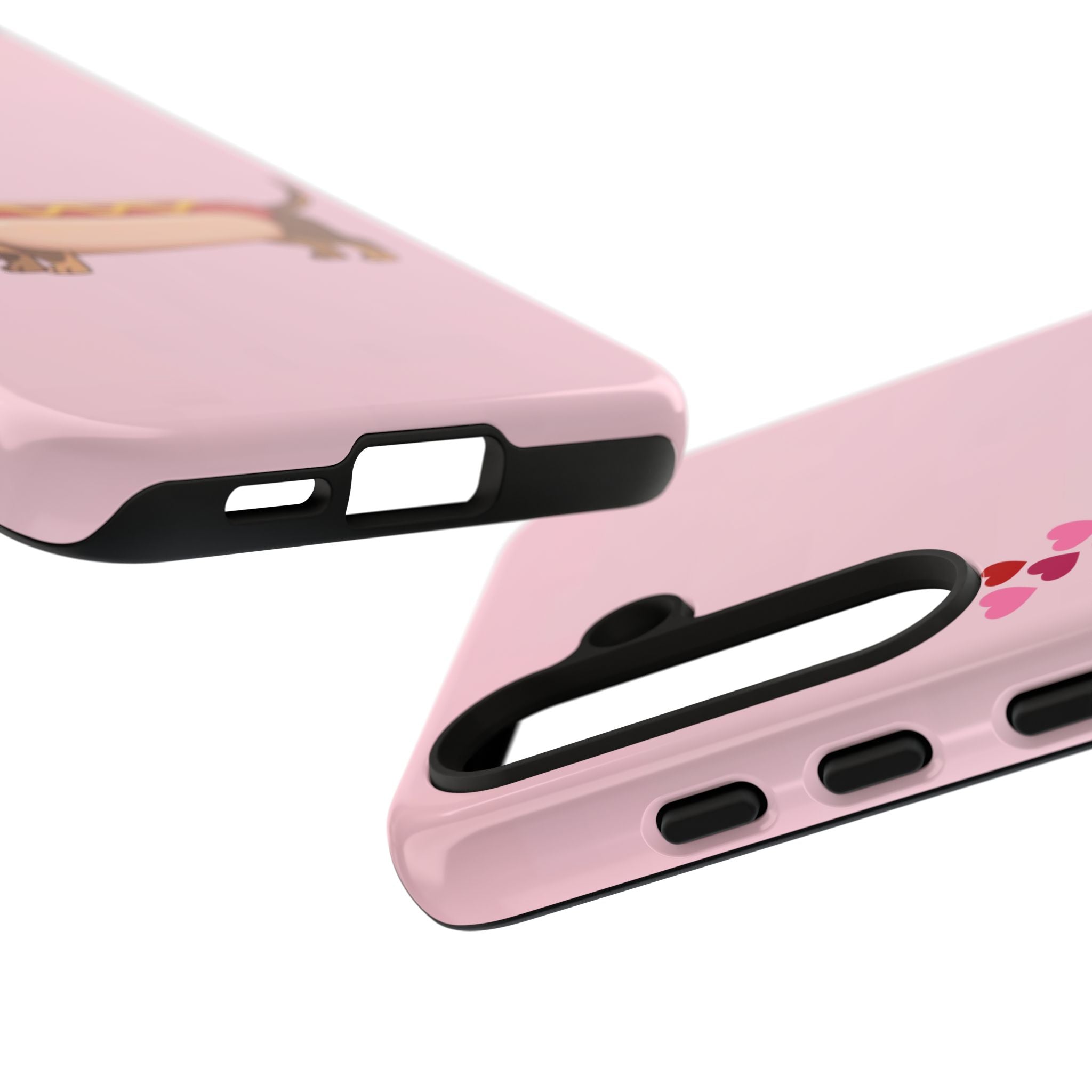 Dachshund Hot Dog Phone Case – Cute Pink Love Hearts Protective Tough Case