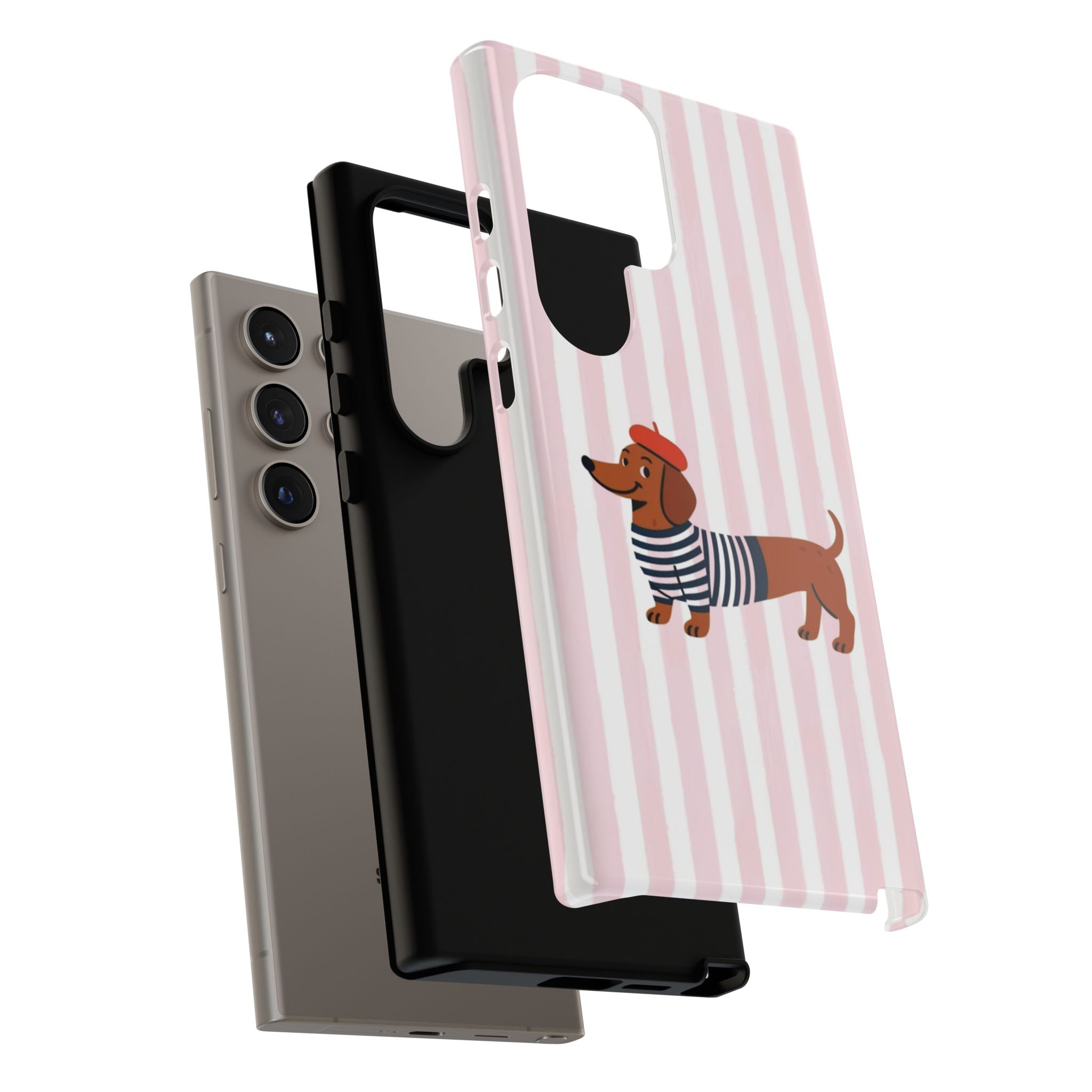 Dachshund in Breton Stripe Phone Case | French Dog Lover Gift