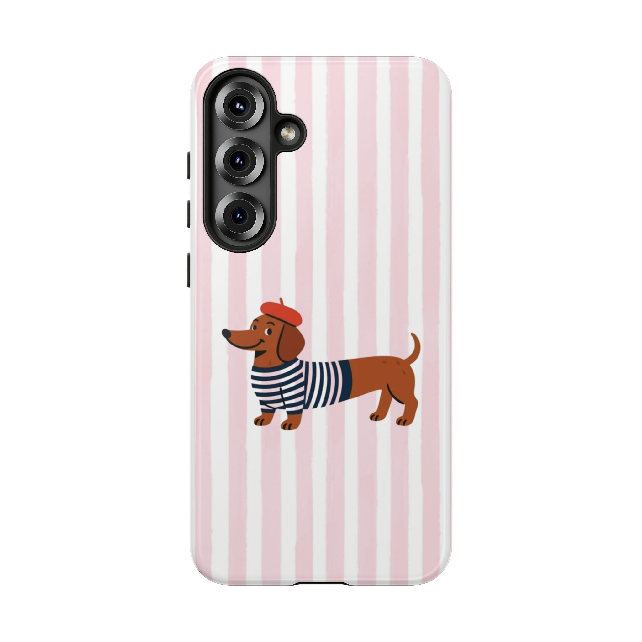 Dachshund in Breton Stripe Phone Case | French Dog Lover Gift