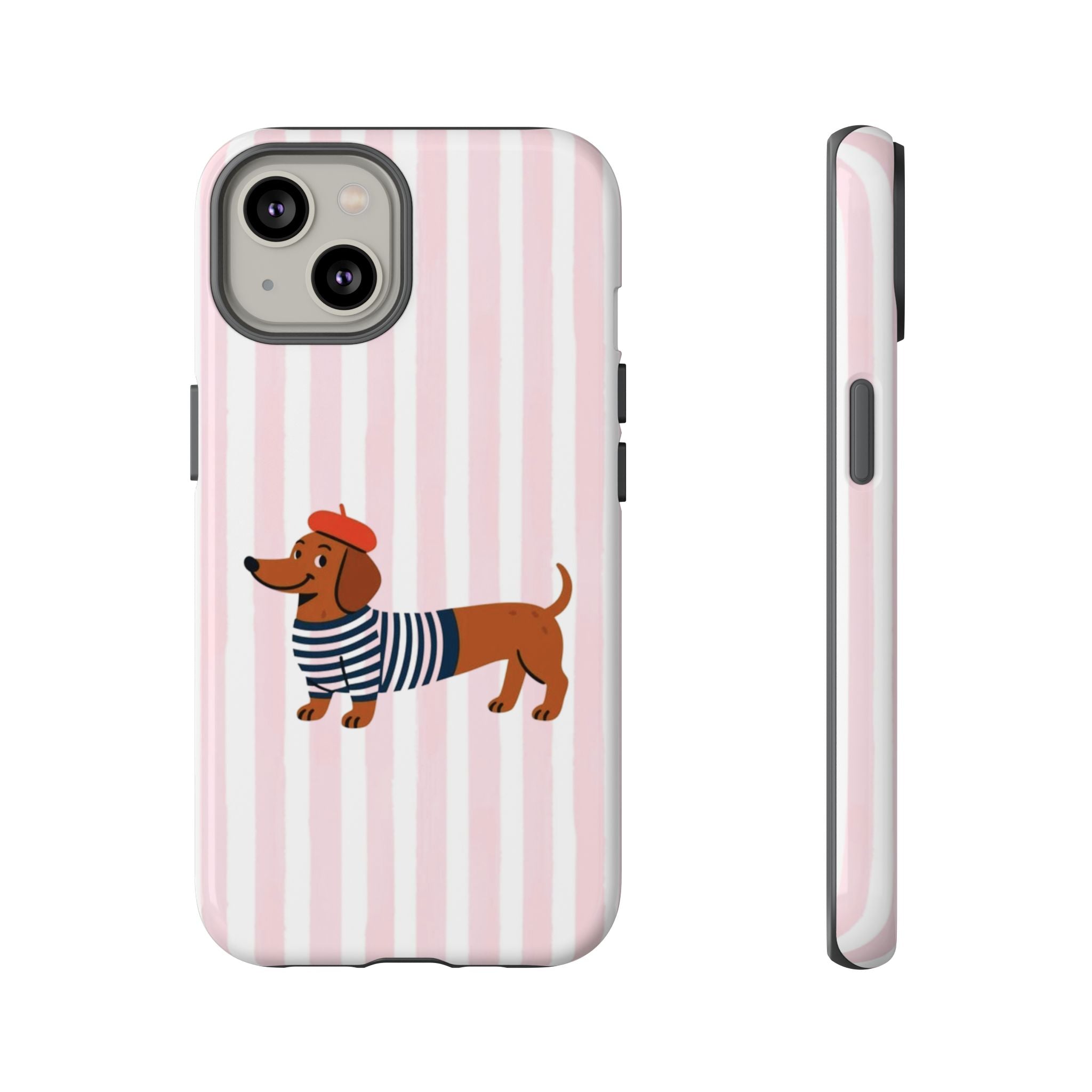 Dachshund in Breton Stripe Phone Case | French Dog Lover Gift